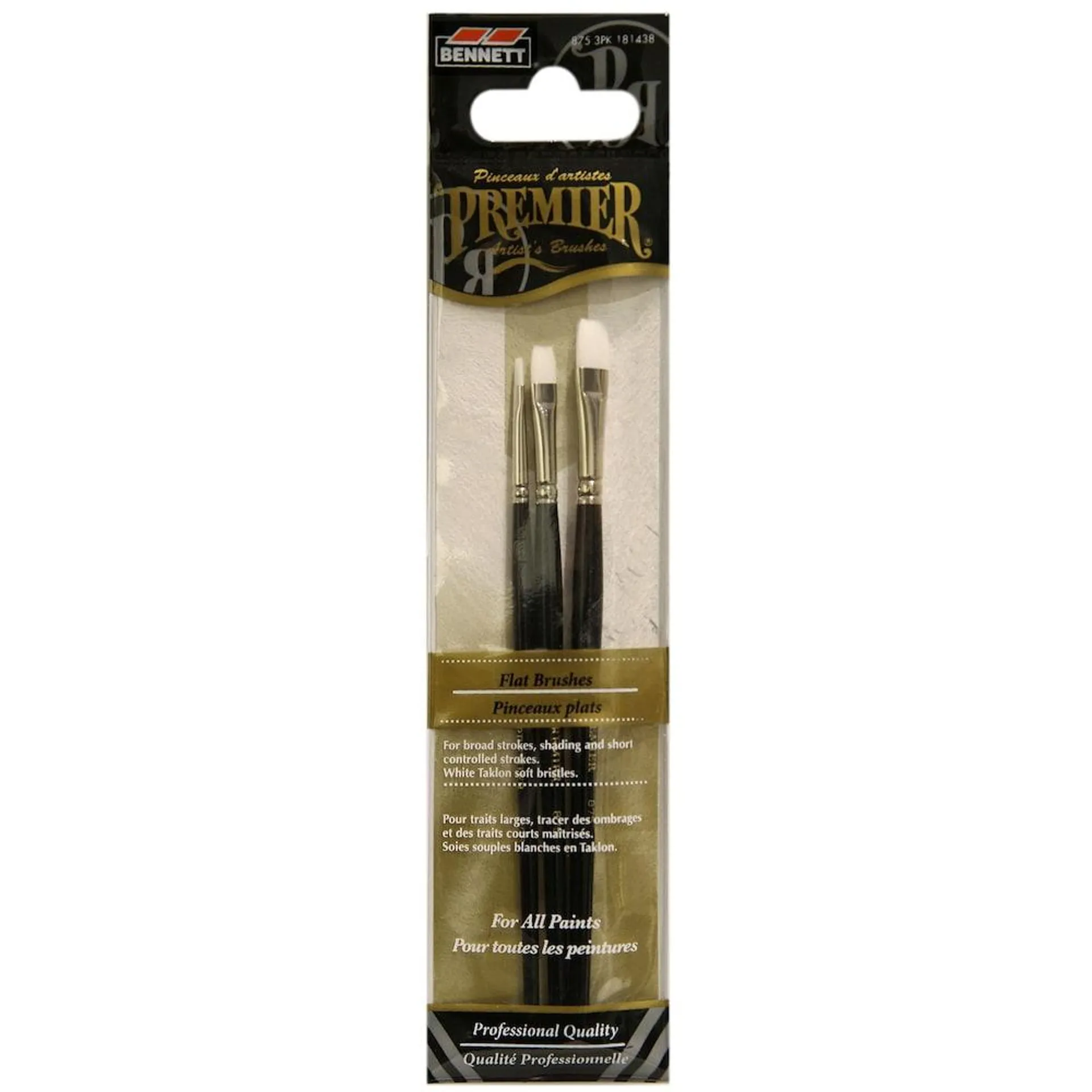 Flat Professional Artist Brushes (3-Pack)