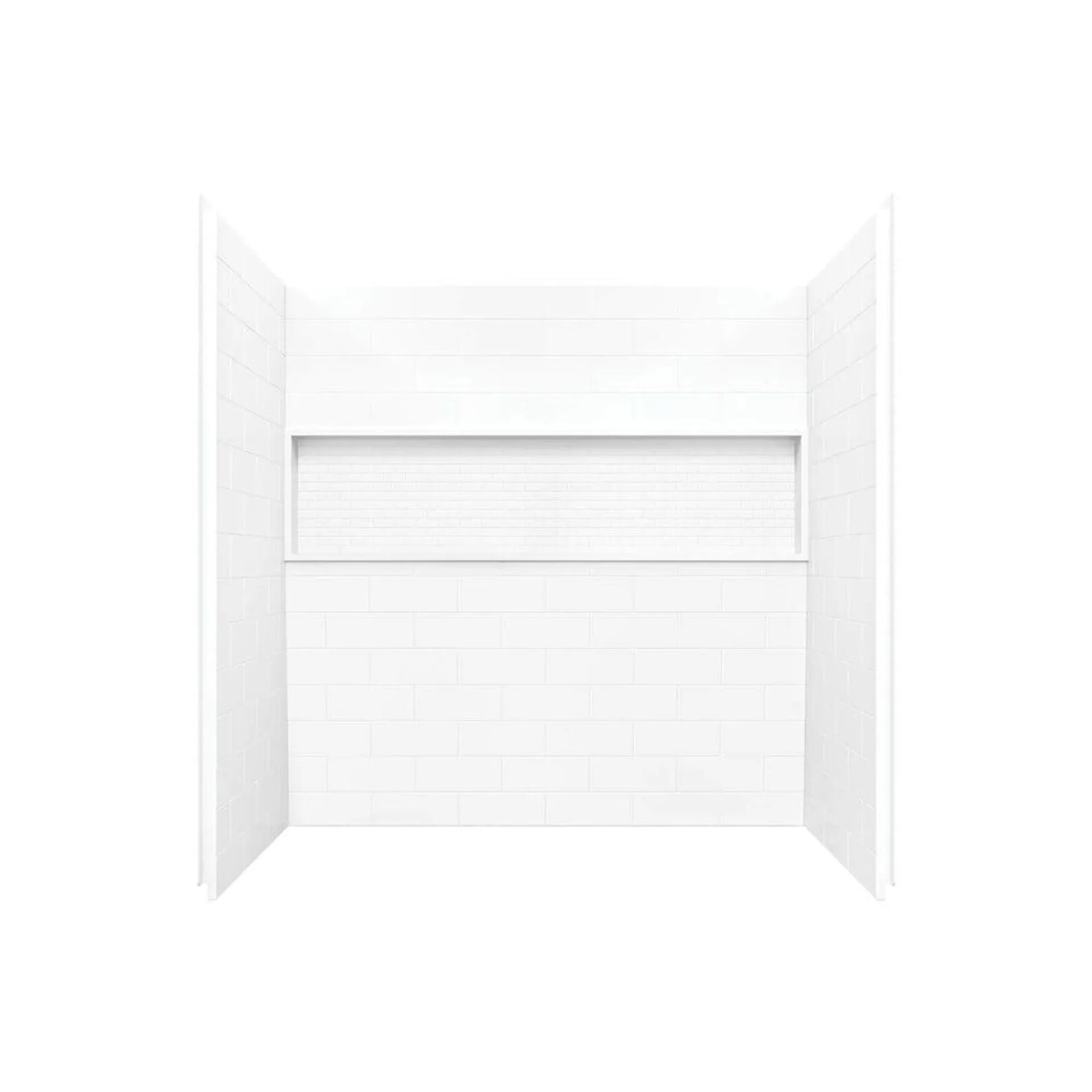 Nextile 60L x 30W x 60H-inch 4-Piece Alcove Tub Surround Kit in White Subway Tile with Built-In Niche (Direct-to-Stud)