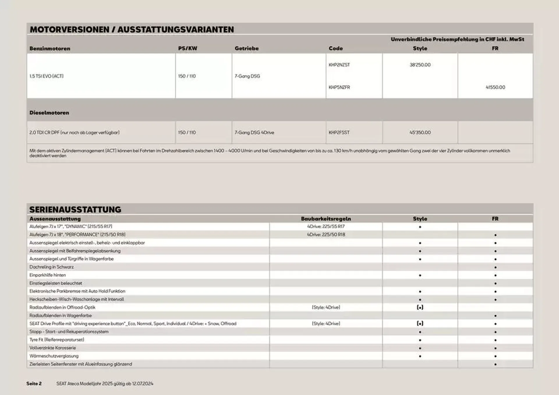 SEAT Ateca Preisliste von 28. Oktober bis 11. November 2024 - Prospekt seite  2