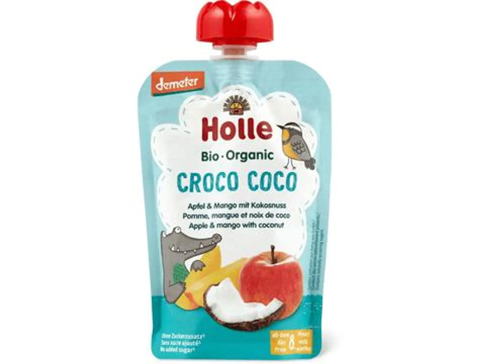 Holle Bio Demeter · Quetschbeutel für Babys Apfel, Mango und Kokonuss · Ab 8 Monaten