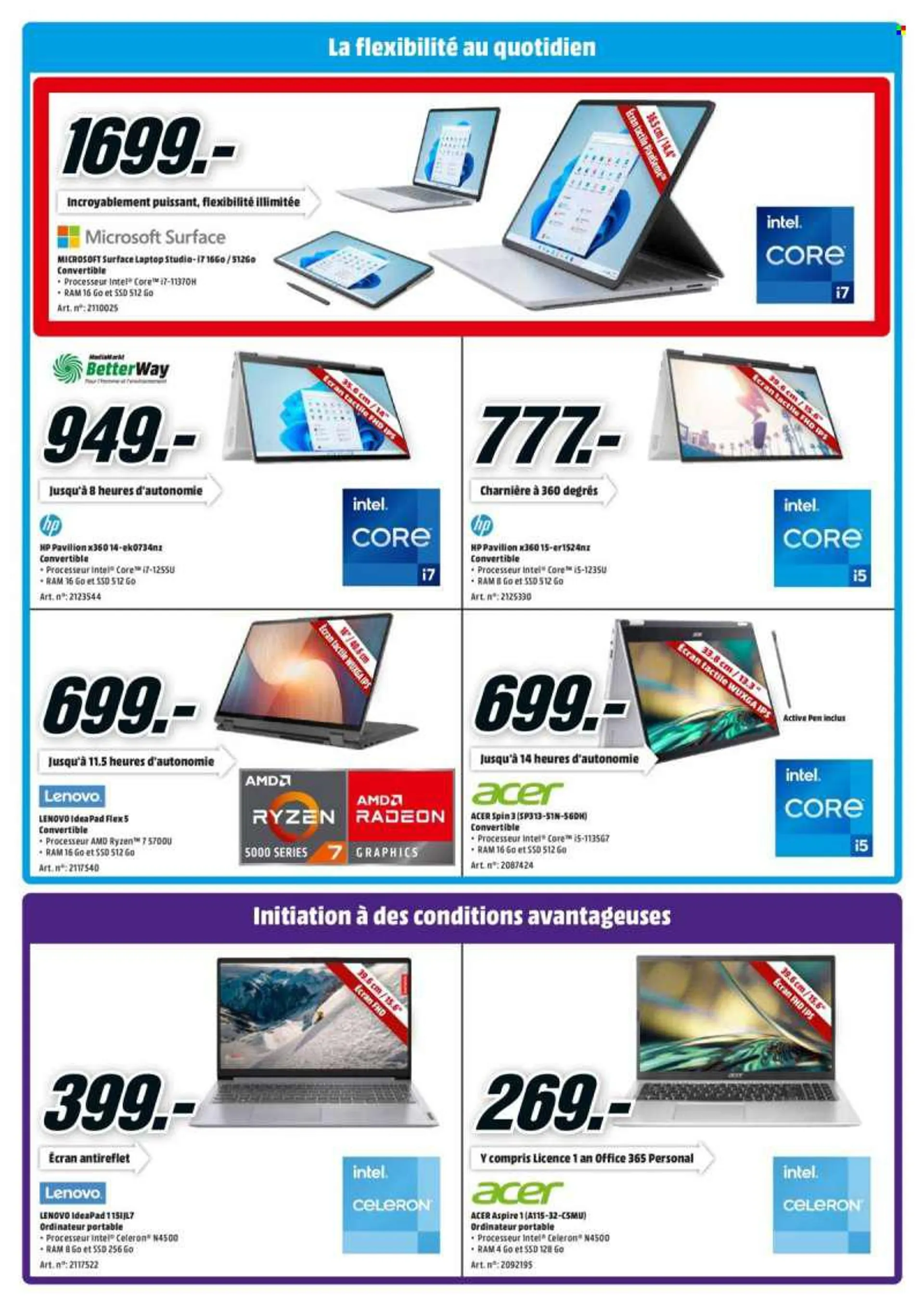 Prospekte MediaMarkt - 23.8.2022 - 31.8.2022 - Produkte in Aktion - Intel, HP, Laptop, Office, Radeon, Acer, Lenovo. Seite 3.