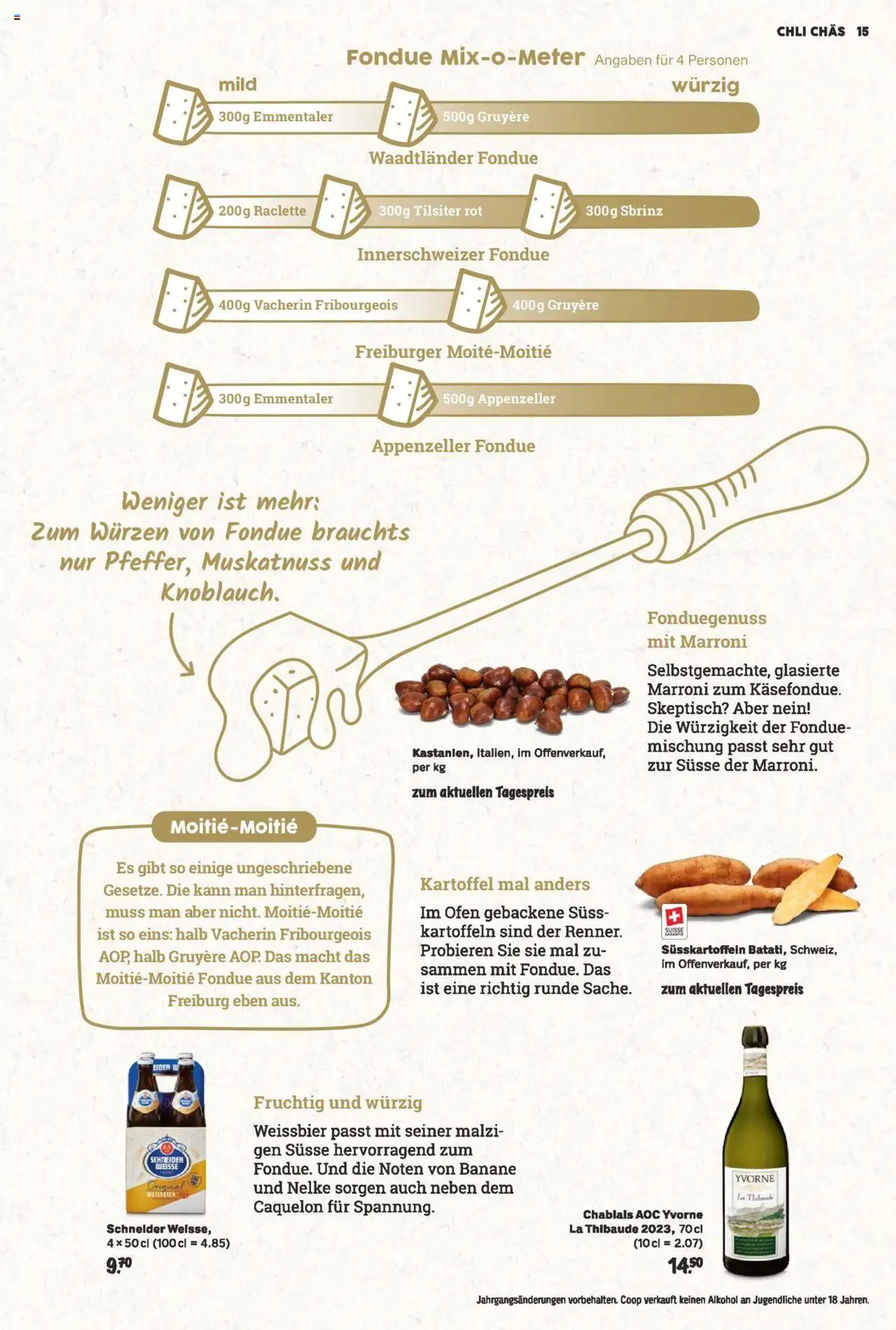 Coop Aktionen Chli Chäs von 8. Oktober bis 31. Oktober 2024 - Prospekt seite  15
