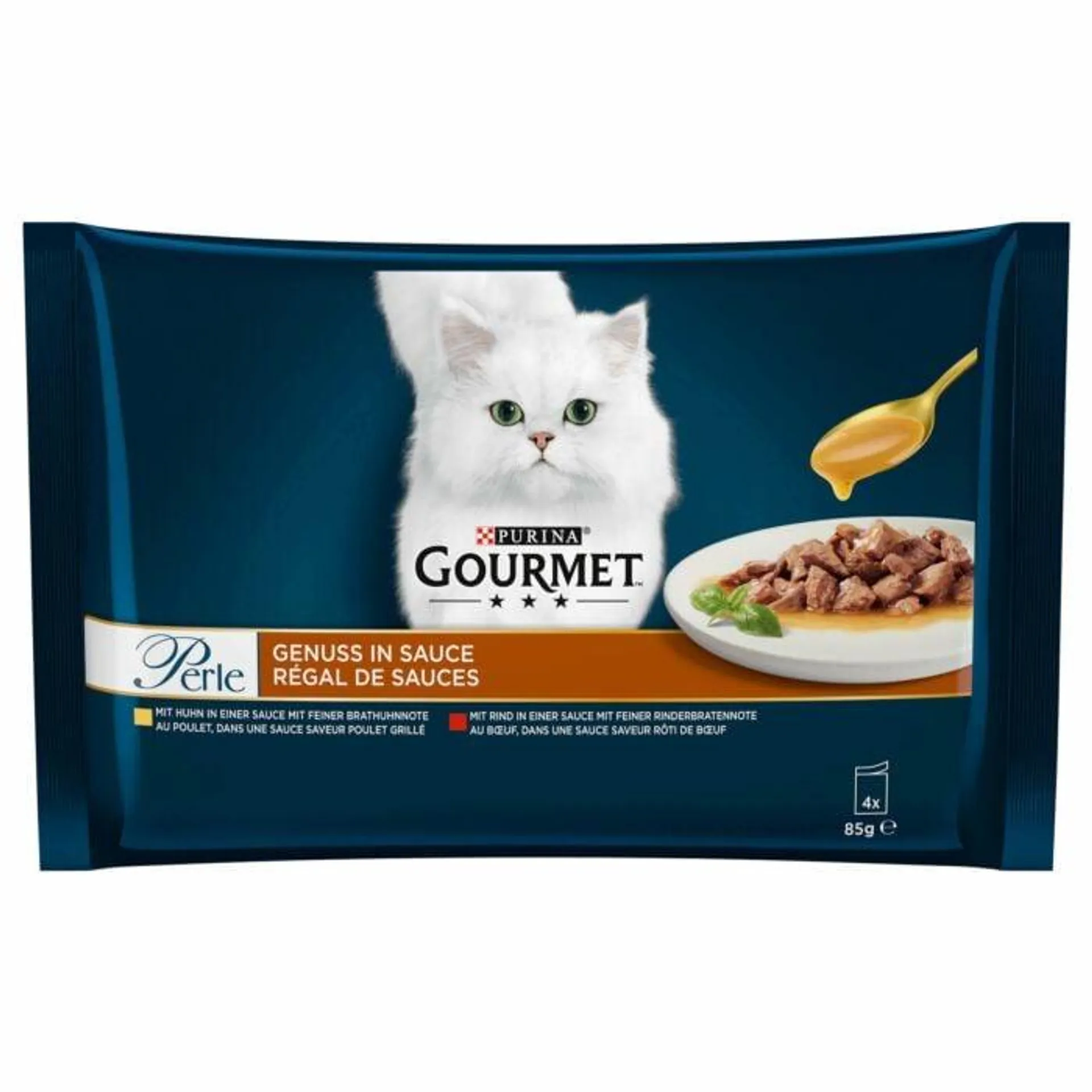 Gourmet Katzenfutter Perle Genuss in Sauce mit Fleisch