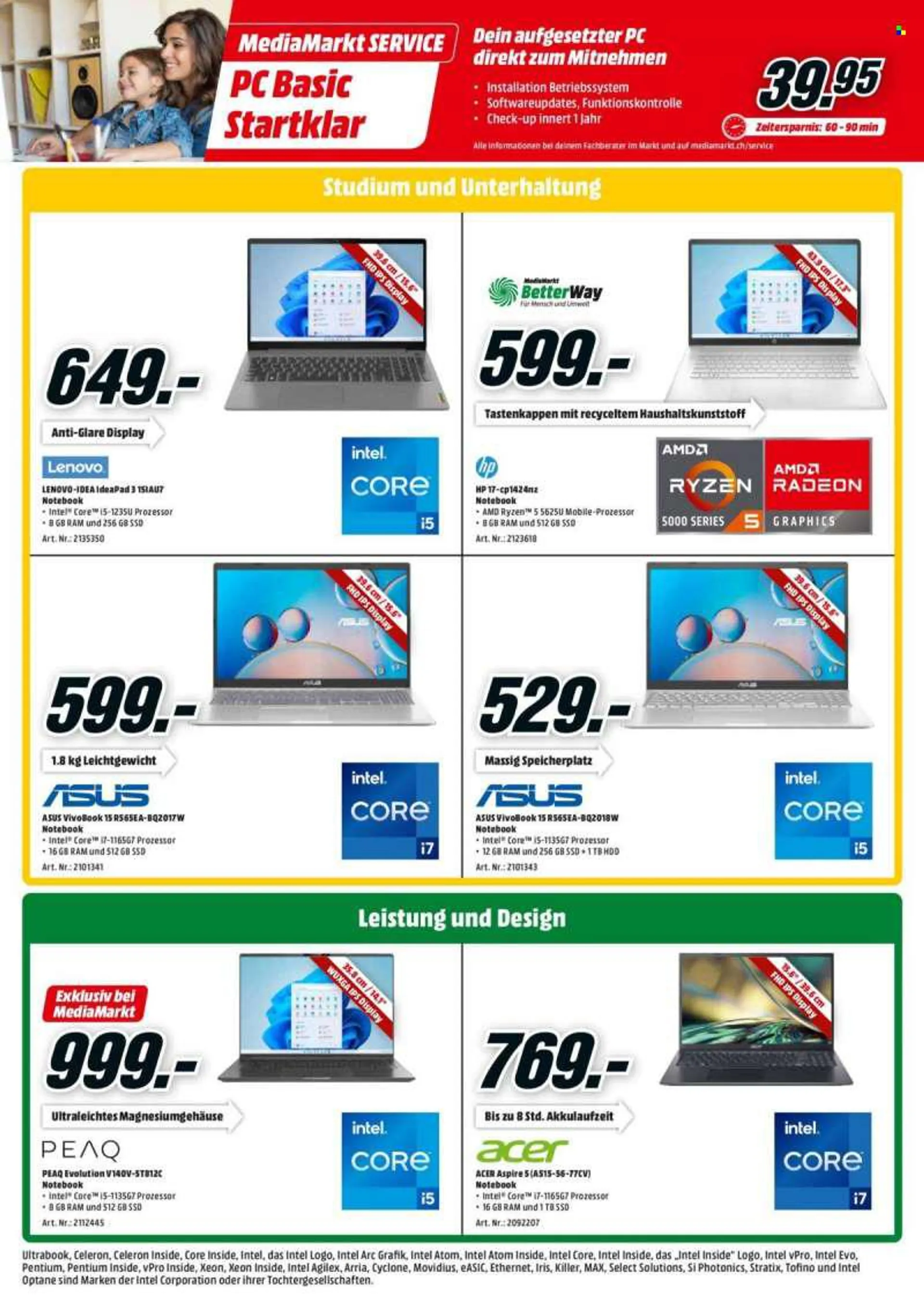 Prospekte MediaMarkt - 23.8.2022 - 31.8.2022 - Produkte in Aktion - Asus, Notebook, HP, VivoBook, Betriebssystem, HDD, Radeon, Acer, Lenovo. Seite 2.