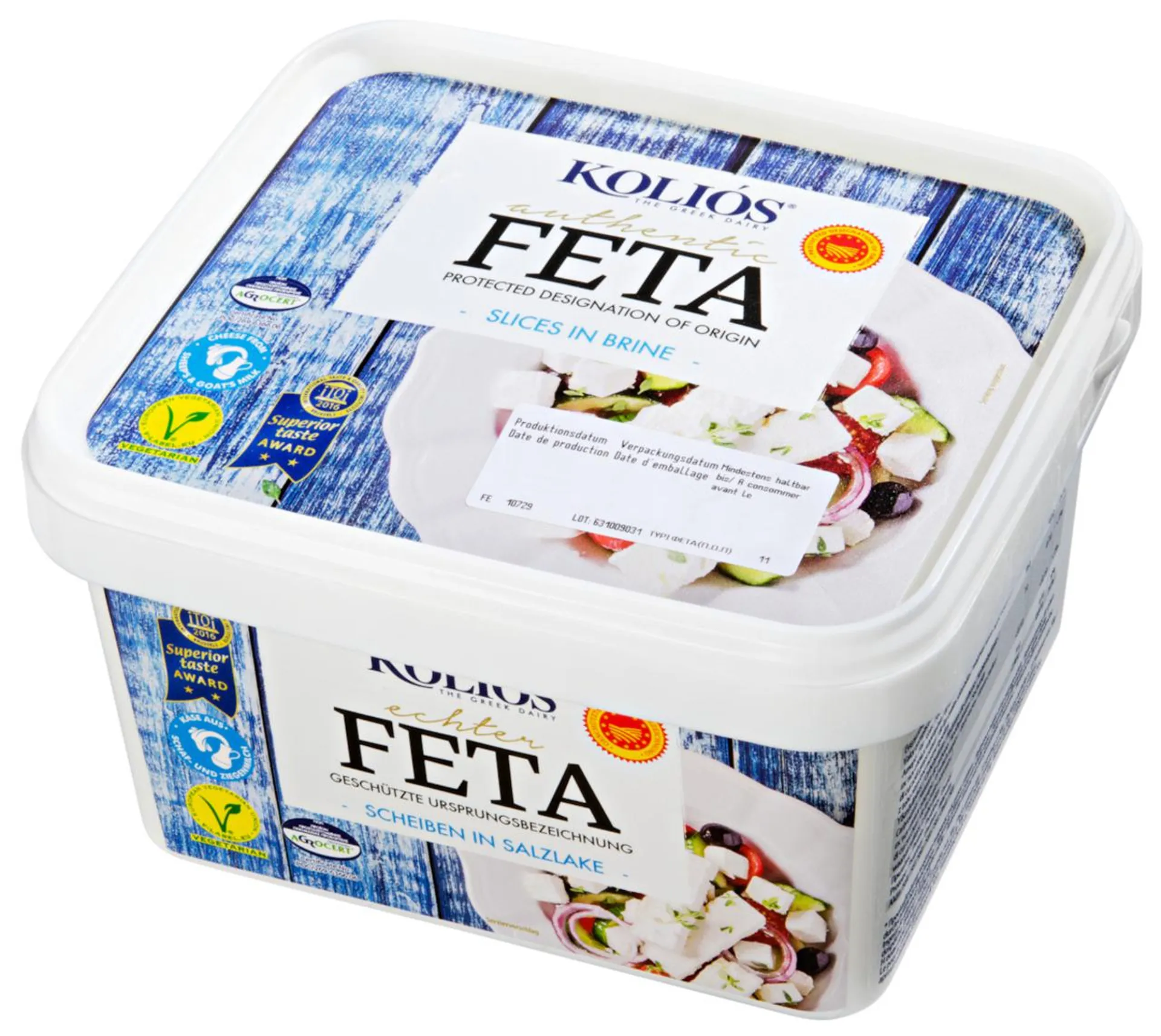 Kolios Feta DOP, Scheiben Salzlake