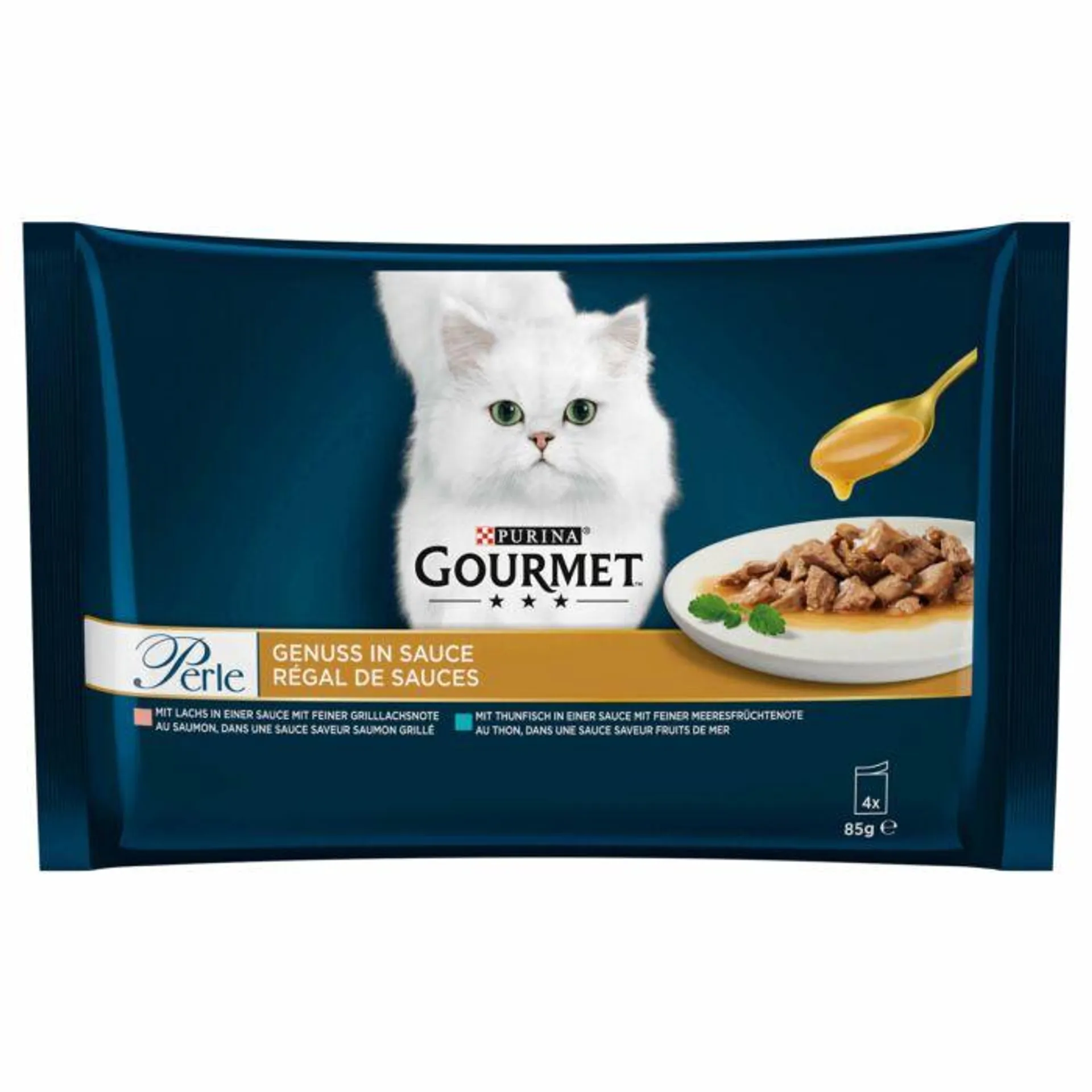 Gourmet Katzenfutter Perle Genuss in Sauce mit Fisch