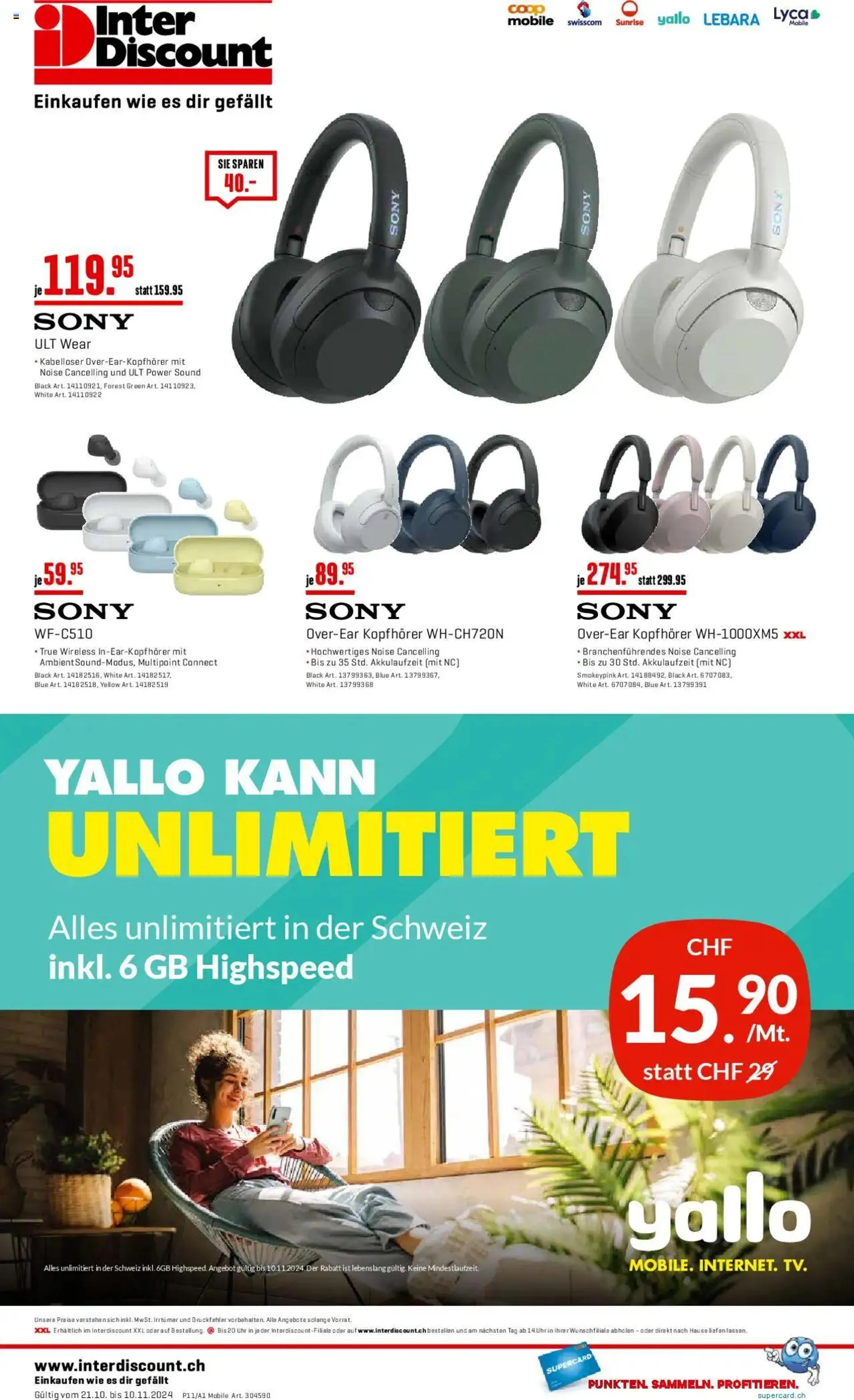 Interdiscount Mobile Prospekt von 21. Oktober bis 10. November 2024 - Prospekt seite  8