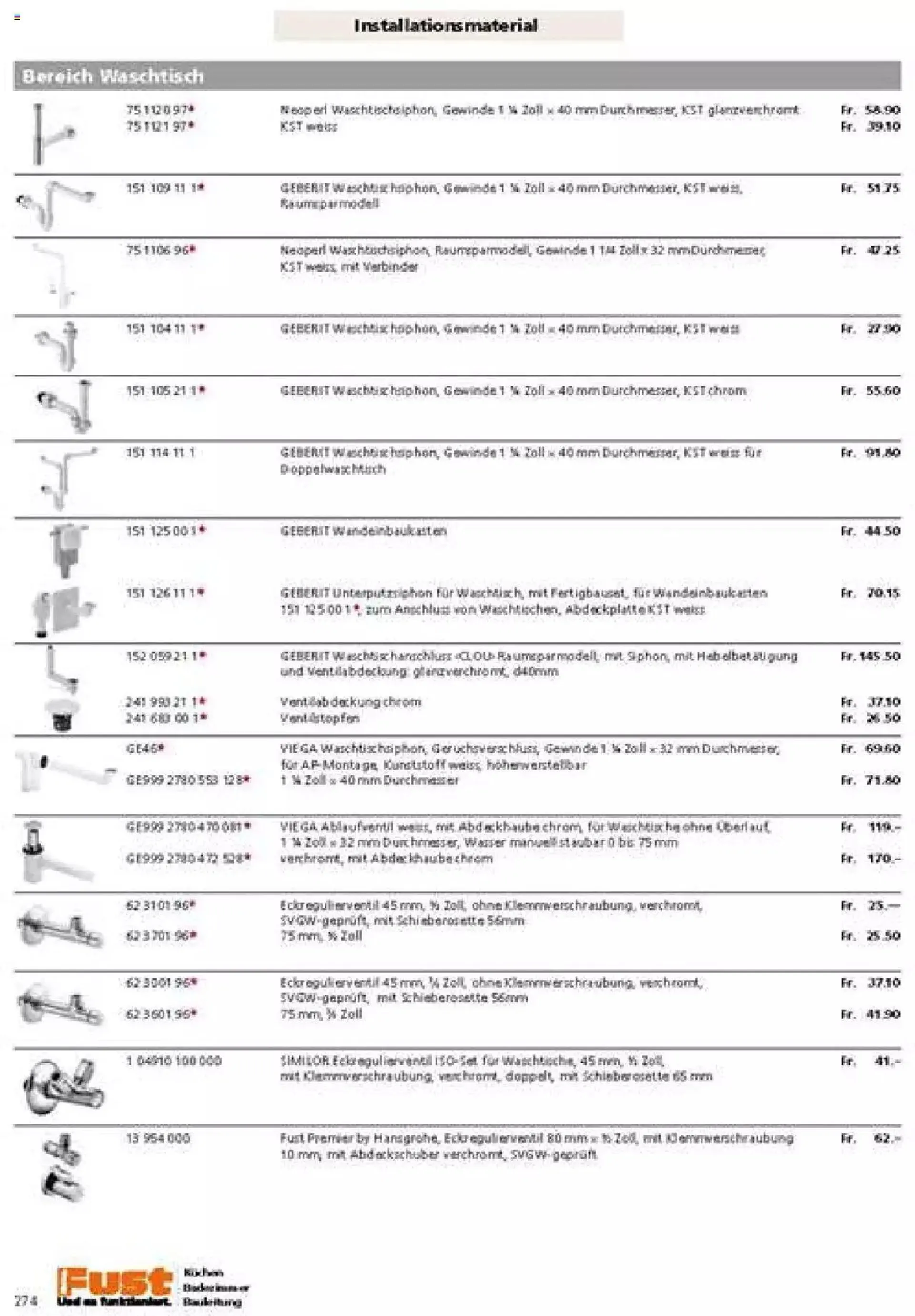 Fust Badezimmermagazin von 17. April bis 31. Dezember 2023 - Prospekt seite  274