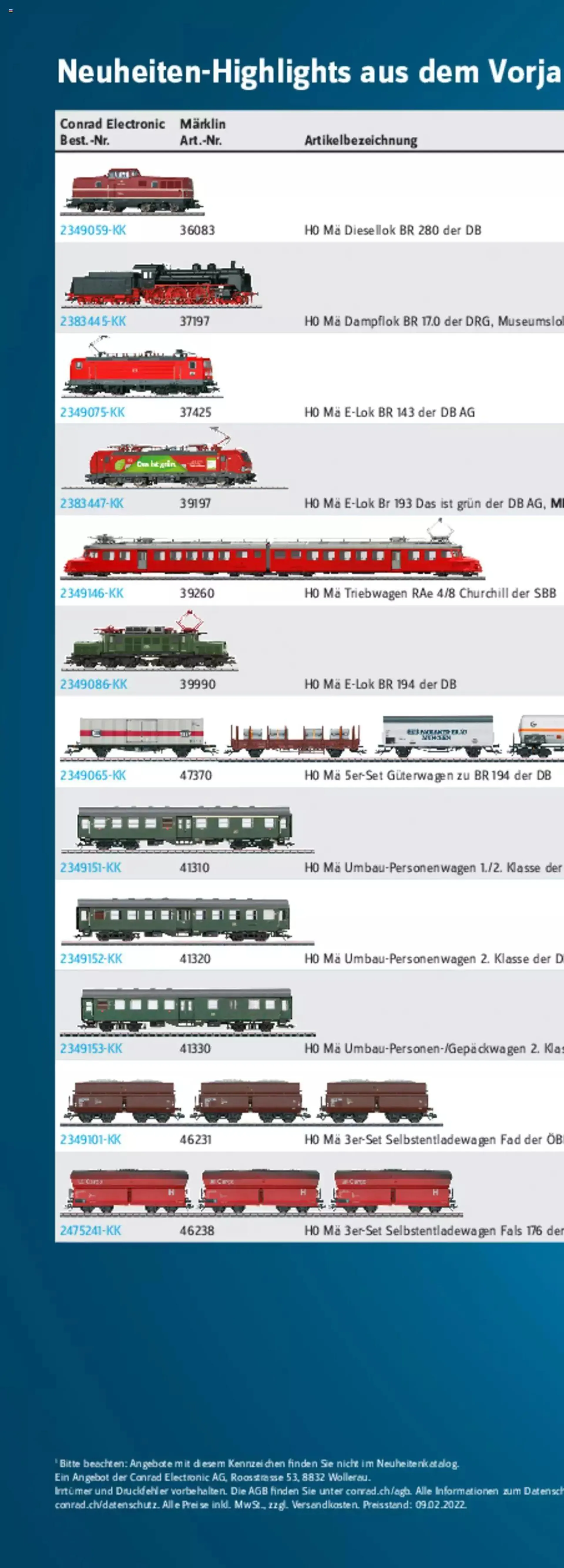 Conrad - Märklin Neuheiten 2022 von 28. März bis 31. Dezember 2023 - Prospekt seite  297