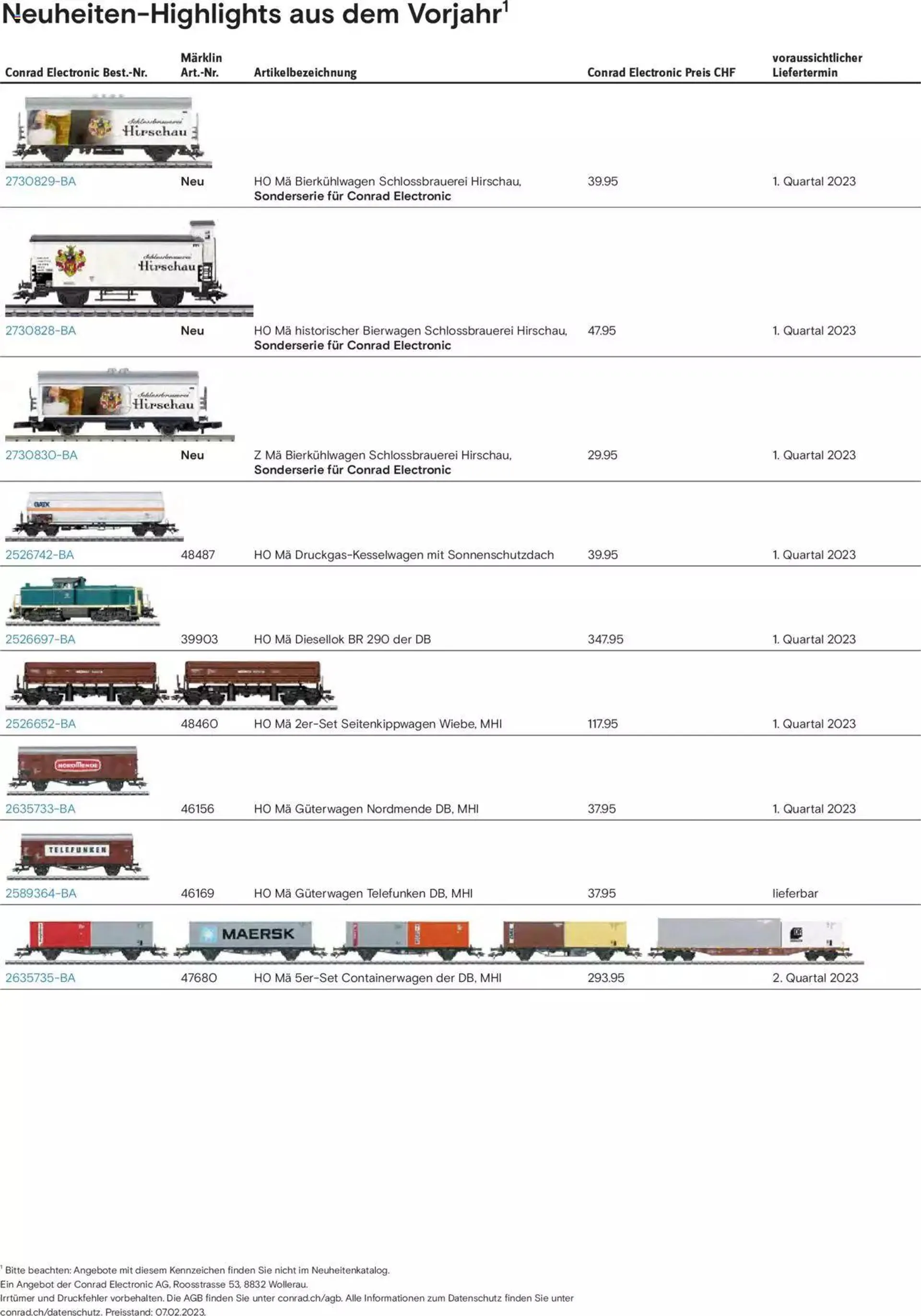 Conrad Märklin Neuheiten 2023 von 13. März bis 31. Dezember 2023 - Prospekt seite  165