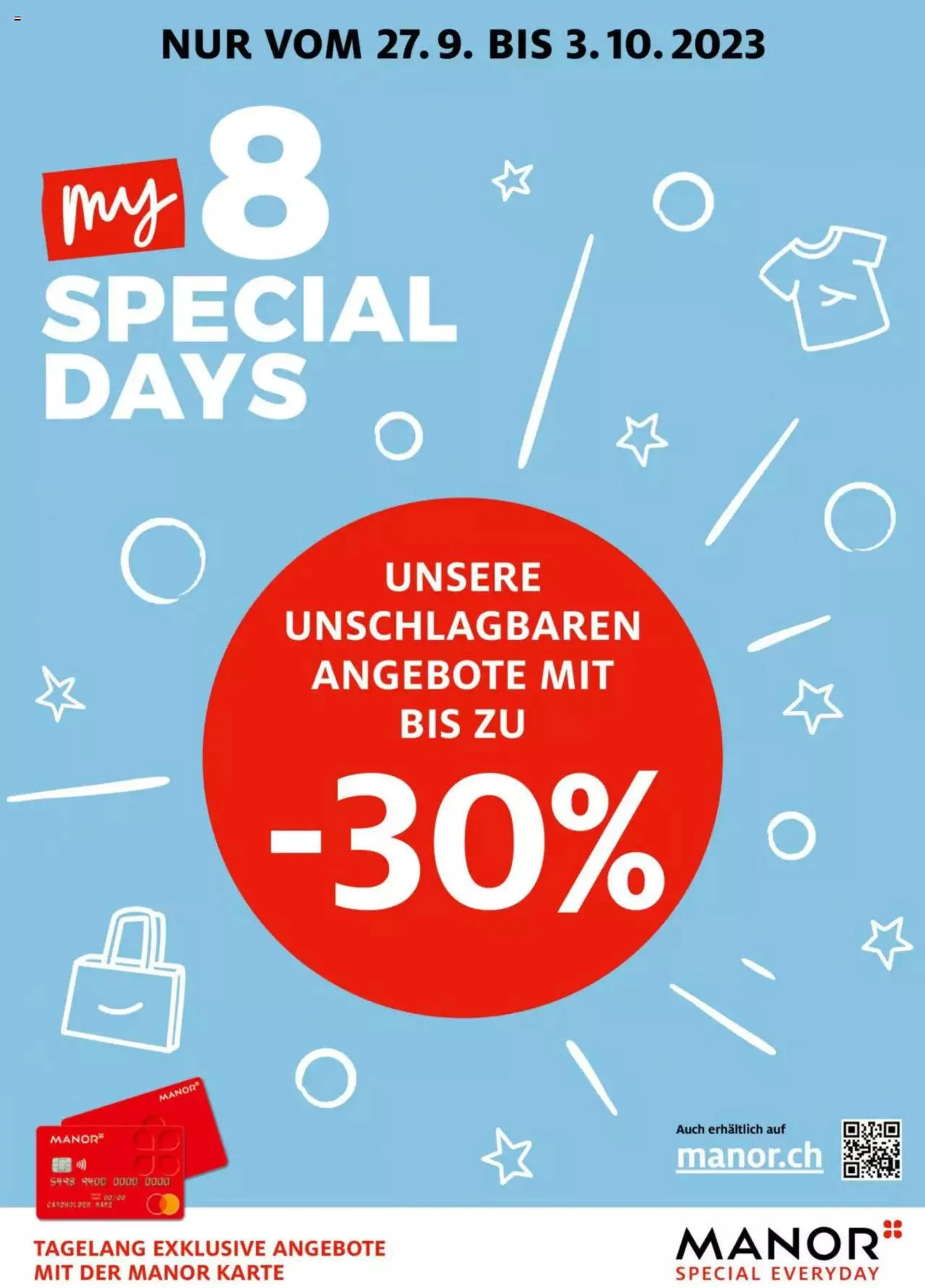 Manor Aktionen Special Days von 27. September bis 3. Oktober 2023 - Prospekt seite  1