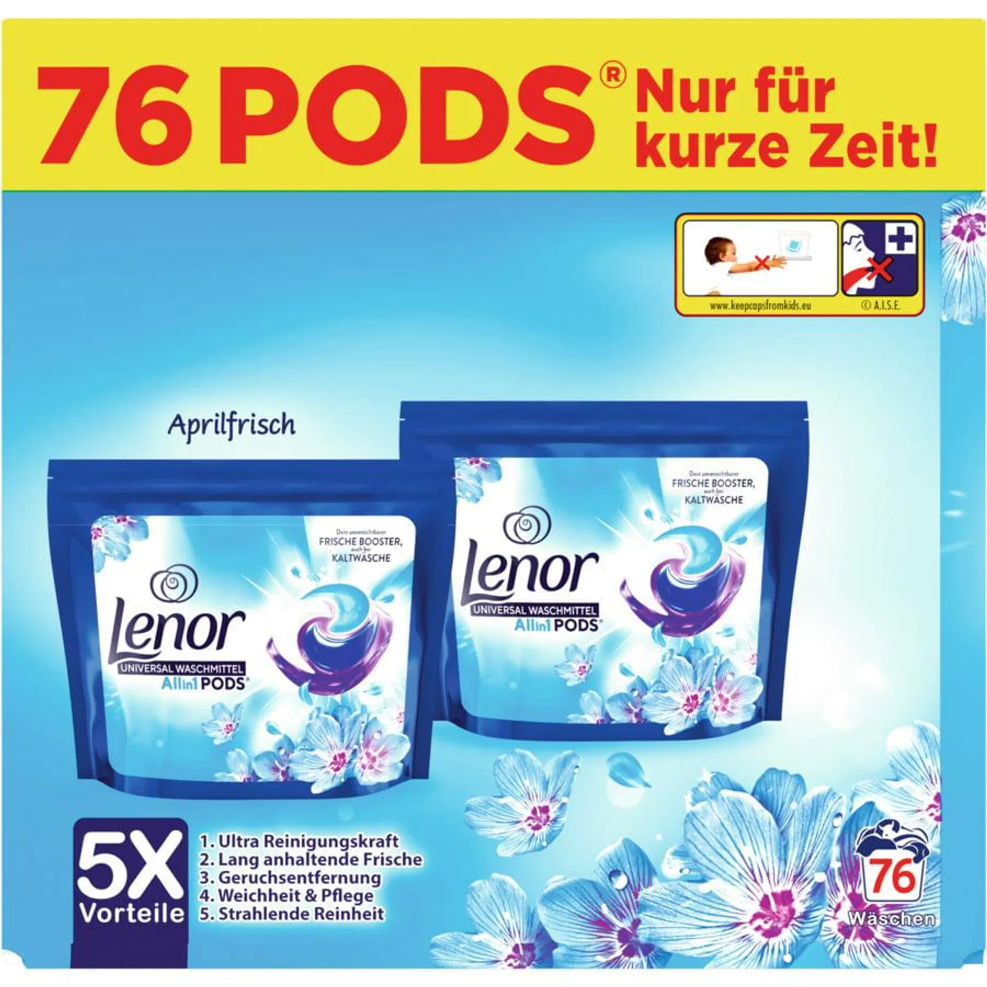 Lenor Waschmaschinenpods Aprilfrisch 2 x 38 Waschgänge