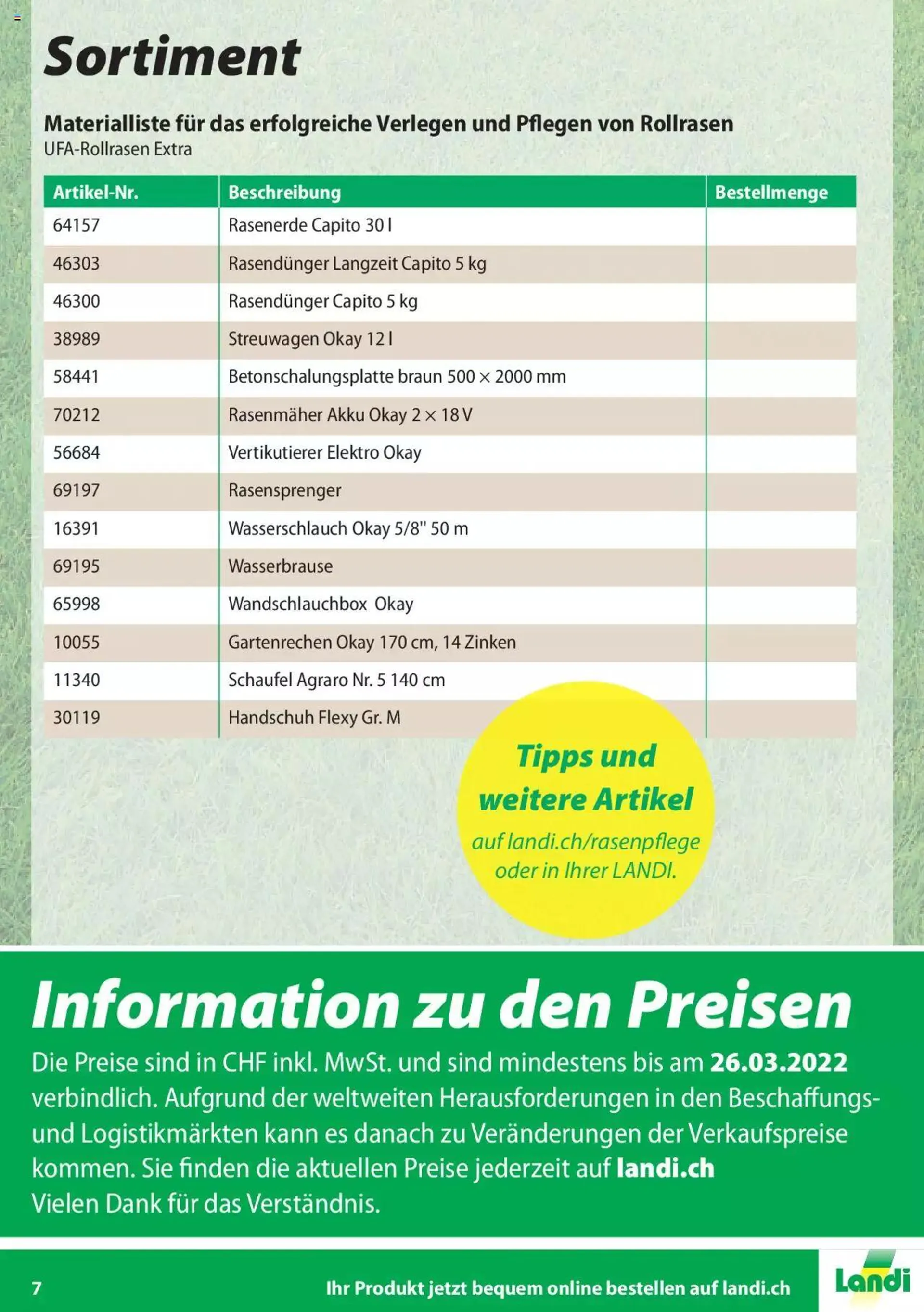 Landi - Rollrasen 2022 von 11. März bis 31. Dezember 2023 - Prospekt seite  7