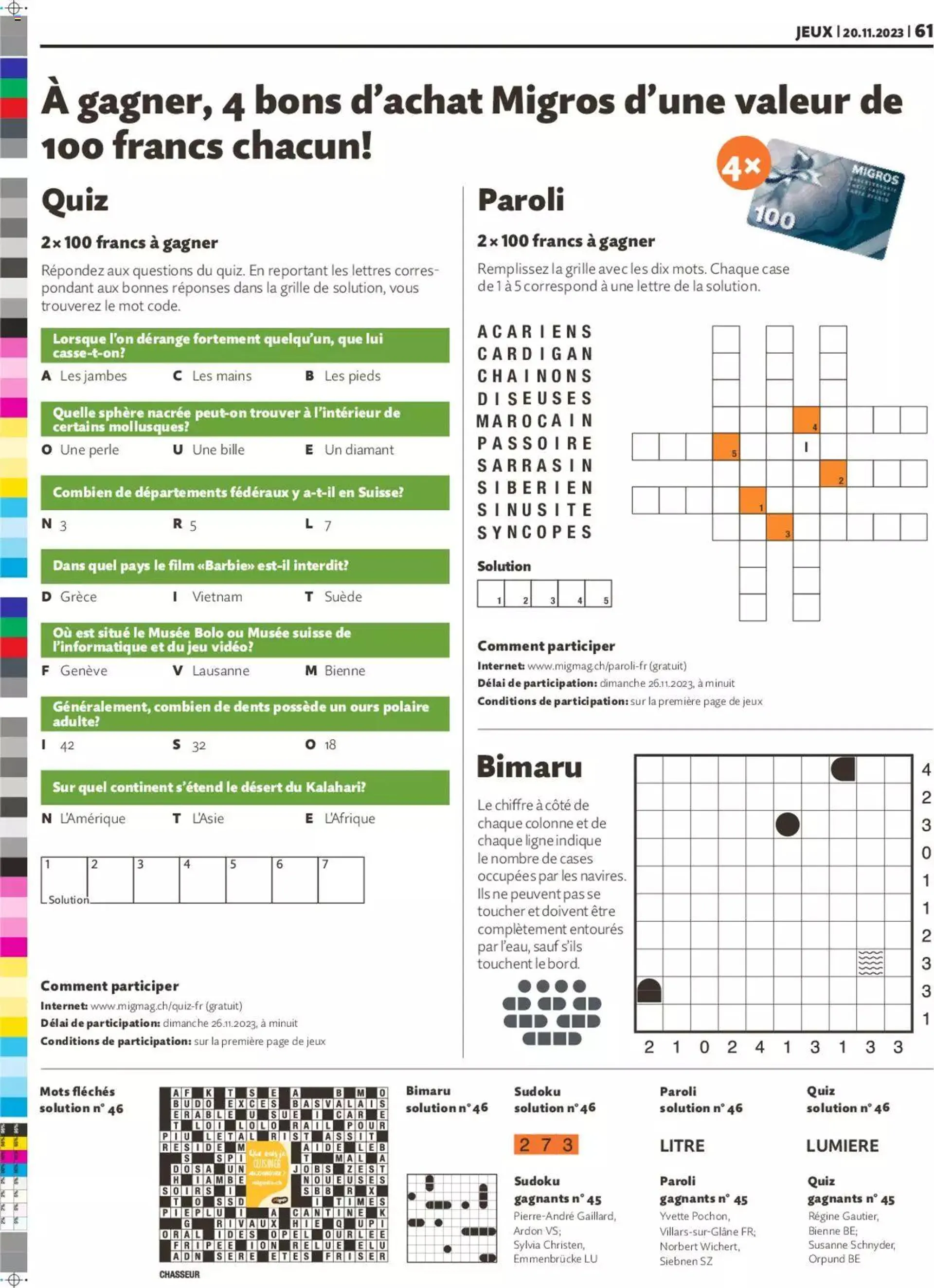 Migros Magazin FR von 20. November bis 31. Dezember 2023 - Prospekt seite  61