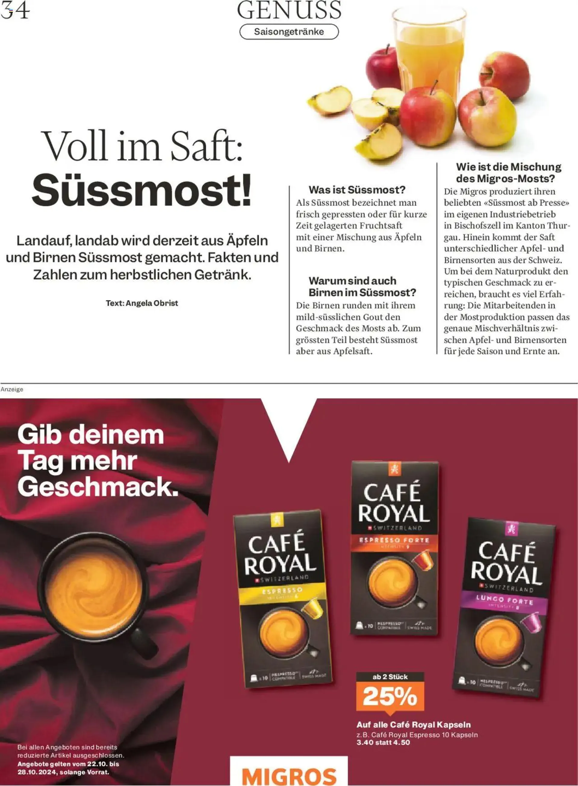 Migros - Magazin von 21. Oktober bis 27. Oktober 2024 - Prospekt seite  34