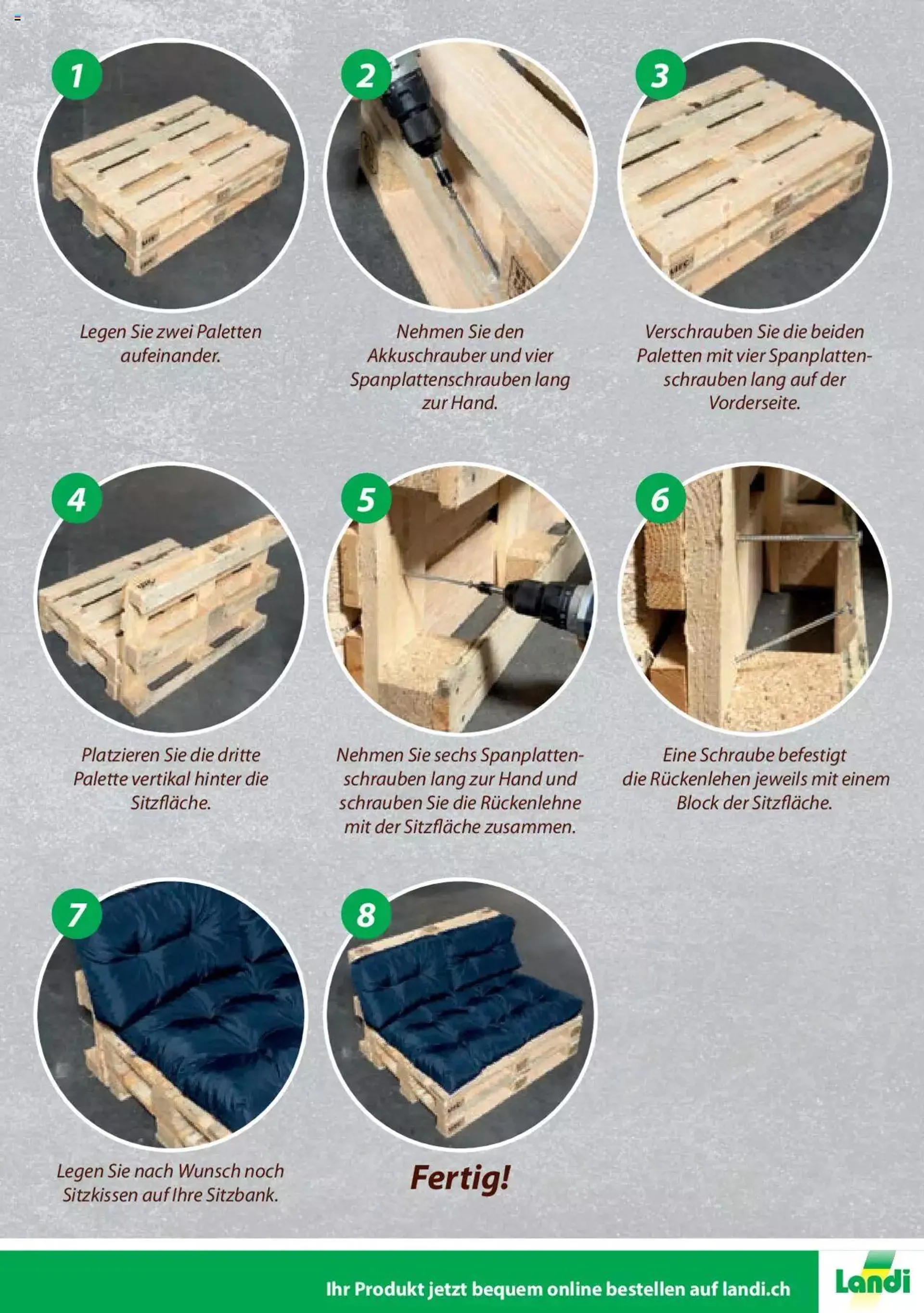 Landi Aktionen Palettenmöbel 2024 von 8. März bis 31. Dezember 2024 - Prospekt seite  7