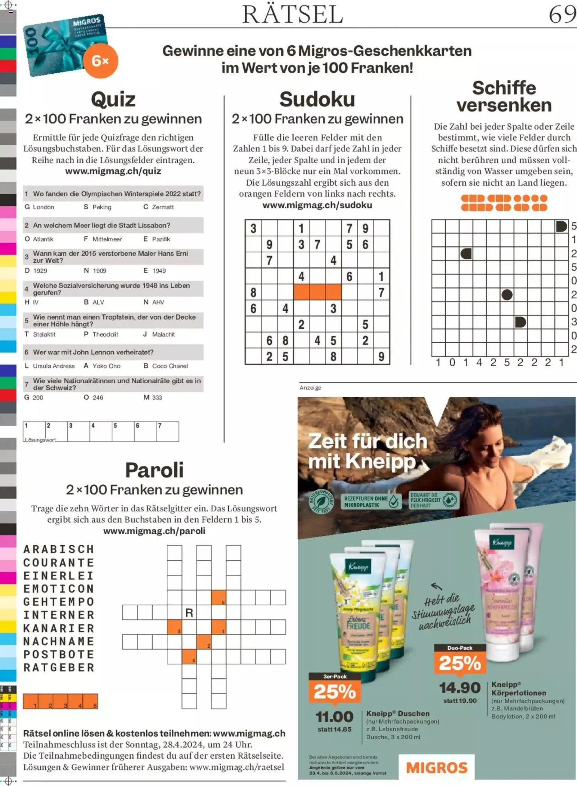 Migros - Magazin von 23. April bis 29. April 2024 - Prospekt seite  69