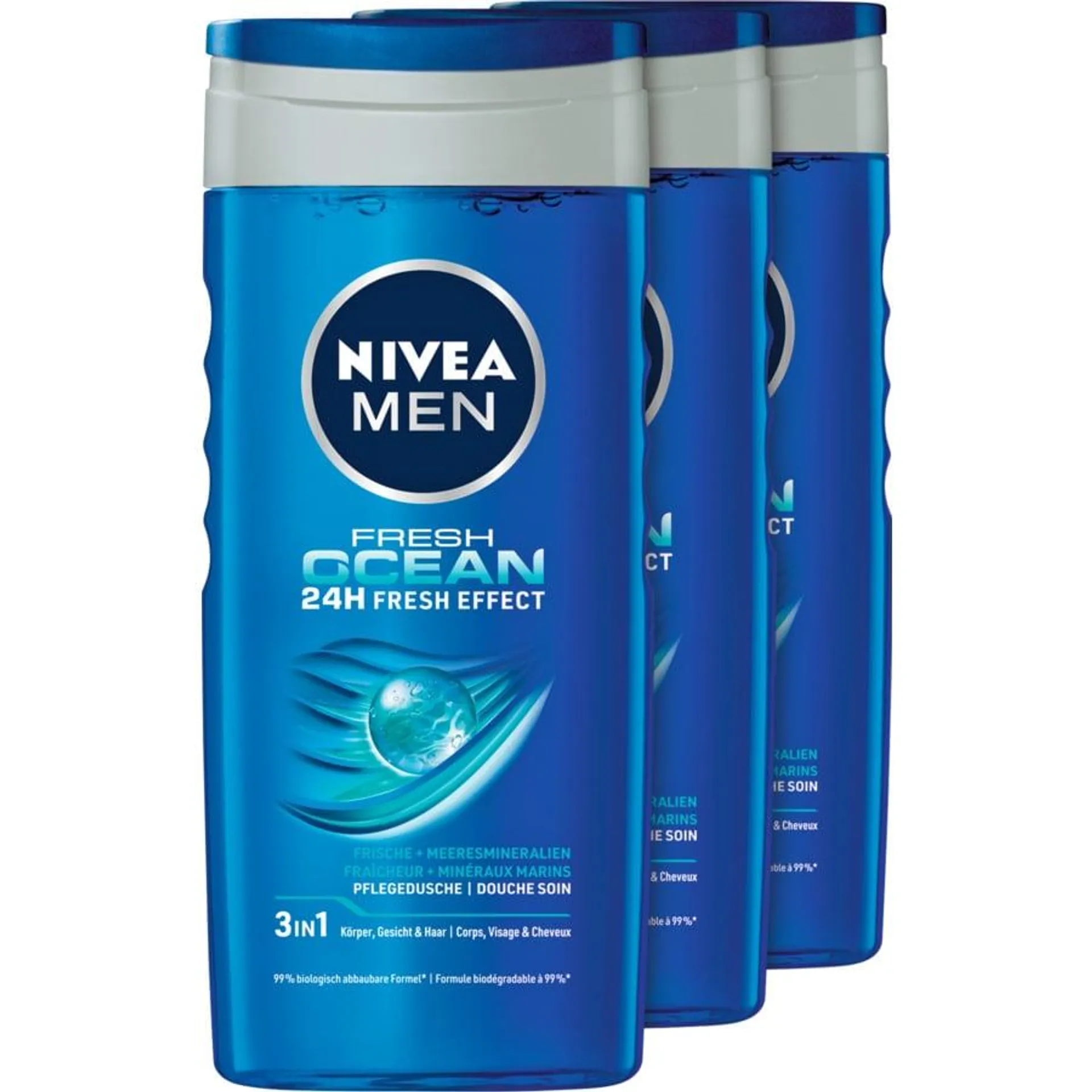 Nivea Men 3in1 Pflegedusche Fresh Ocean 24h Fresh Effect 3 x 250 ml