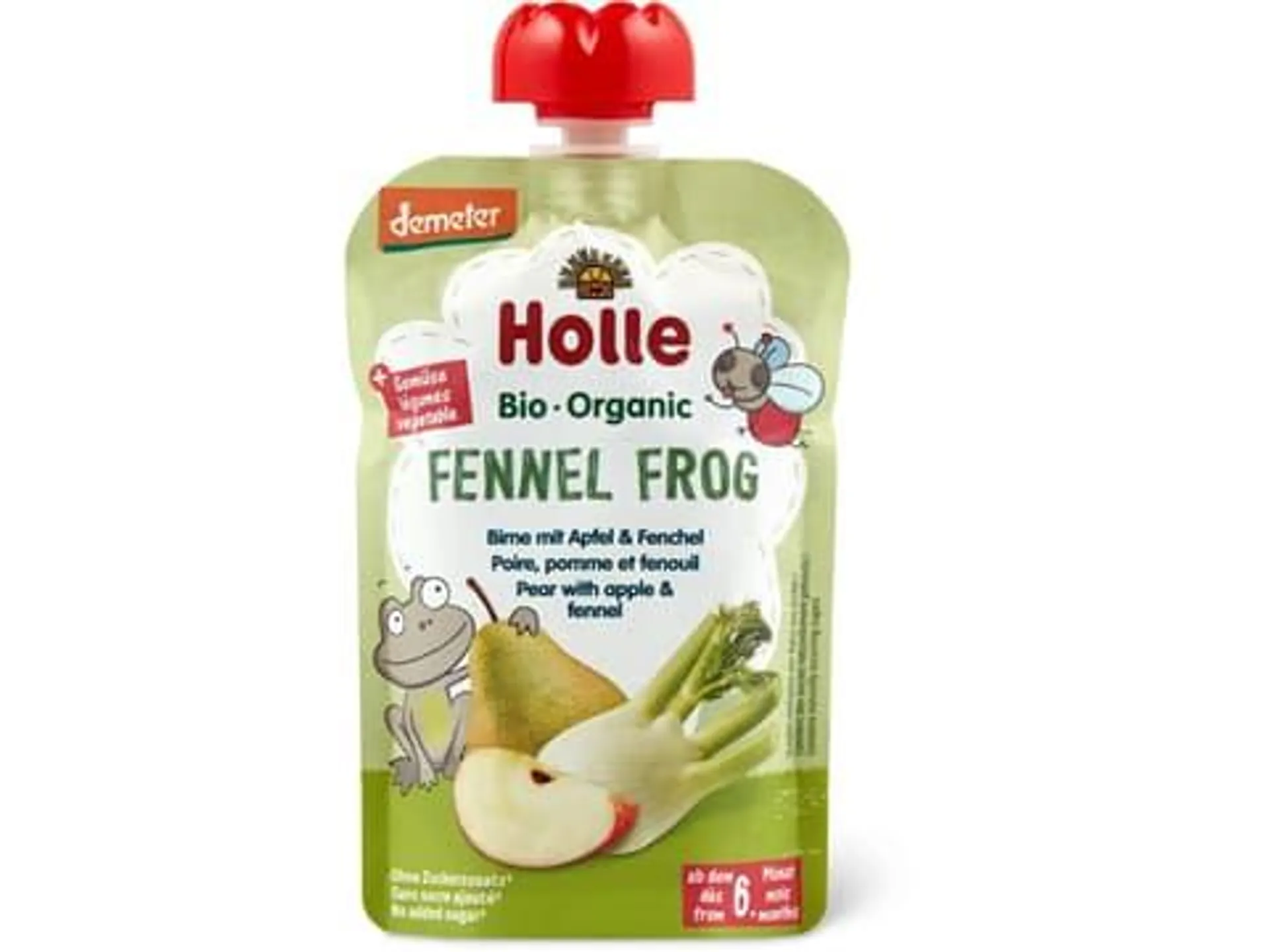 Holle Bio Demeter · Quetschbeutel für Babys Birne, Apfel und Fenchel · Ab 6 Monaten