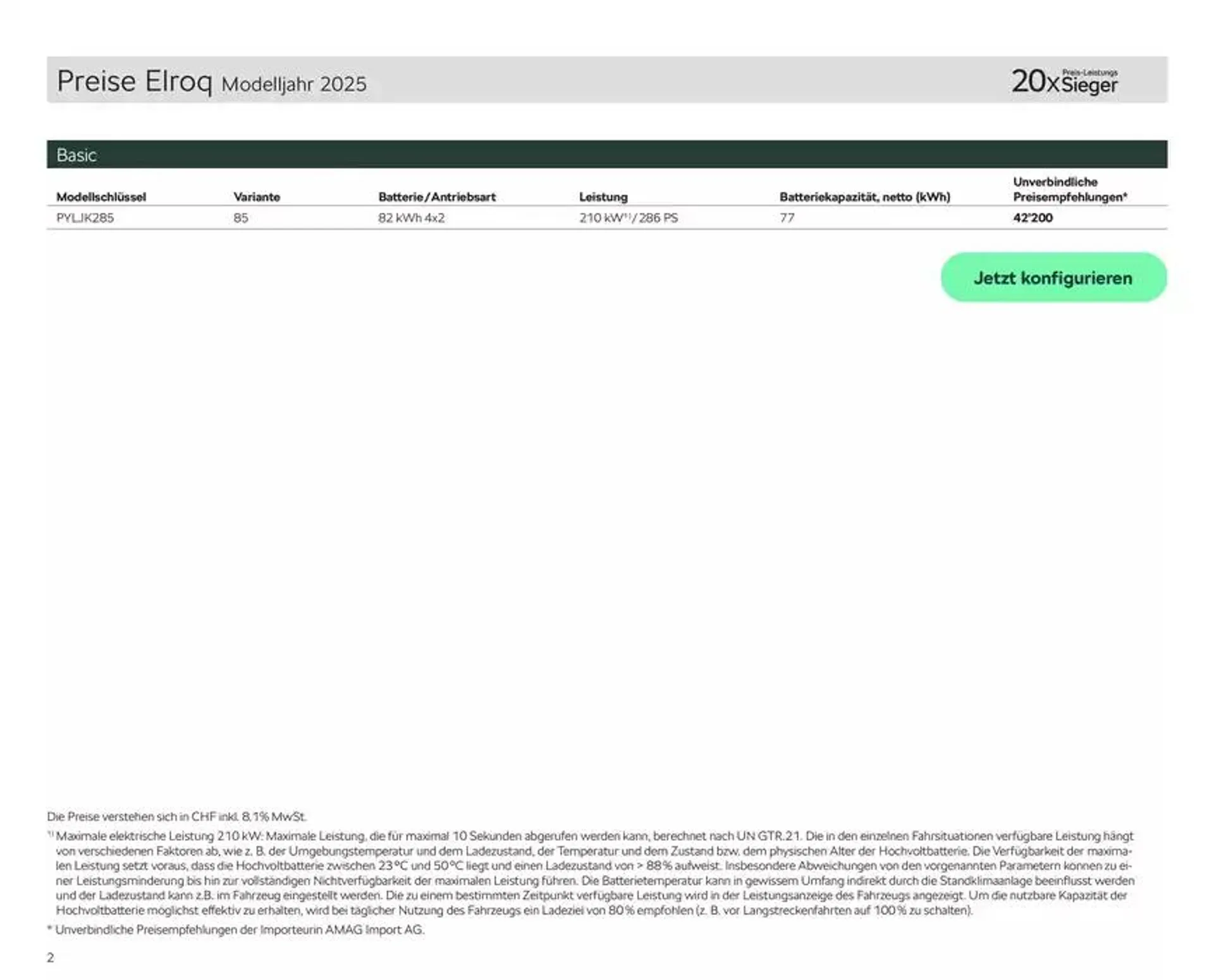 Preisliste Elroq von 24. Oktober bis 7. November 2024 - Prospekt seite  2