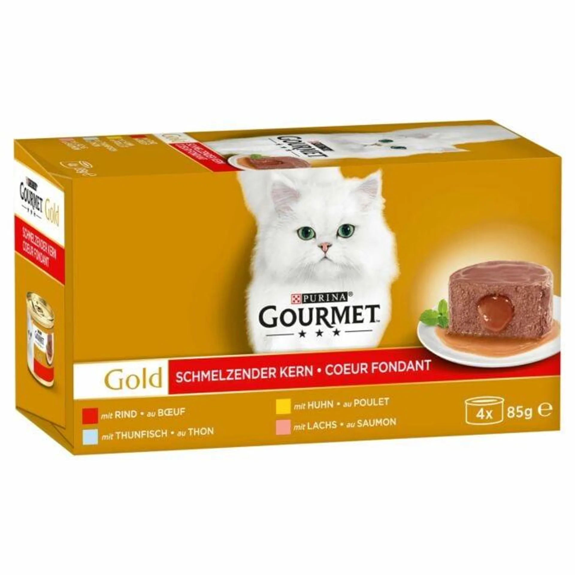 Gourmet Gold Schmelzender Kern - Rind, Huhn, Lachs & Thunfisch