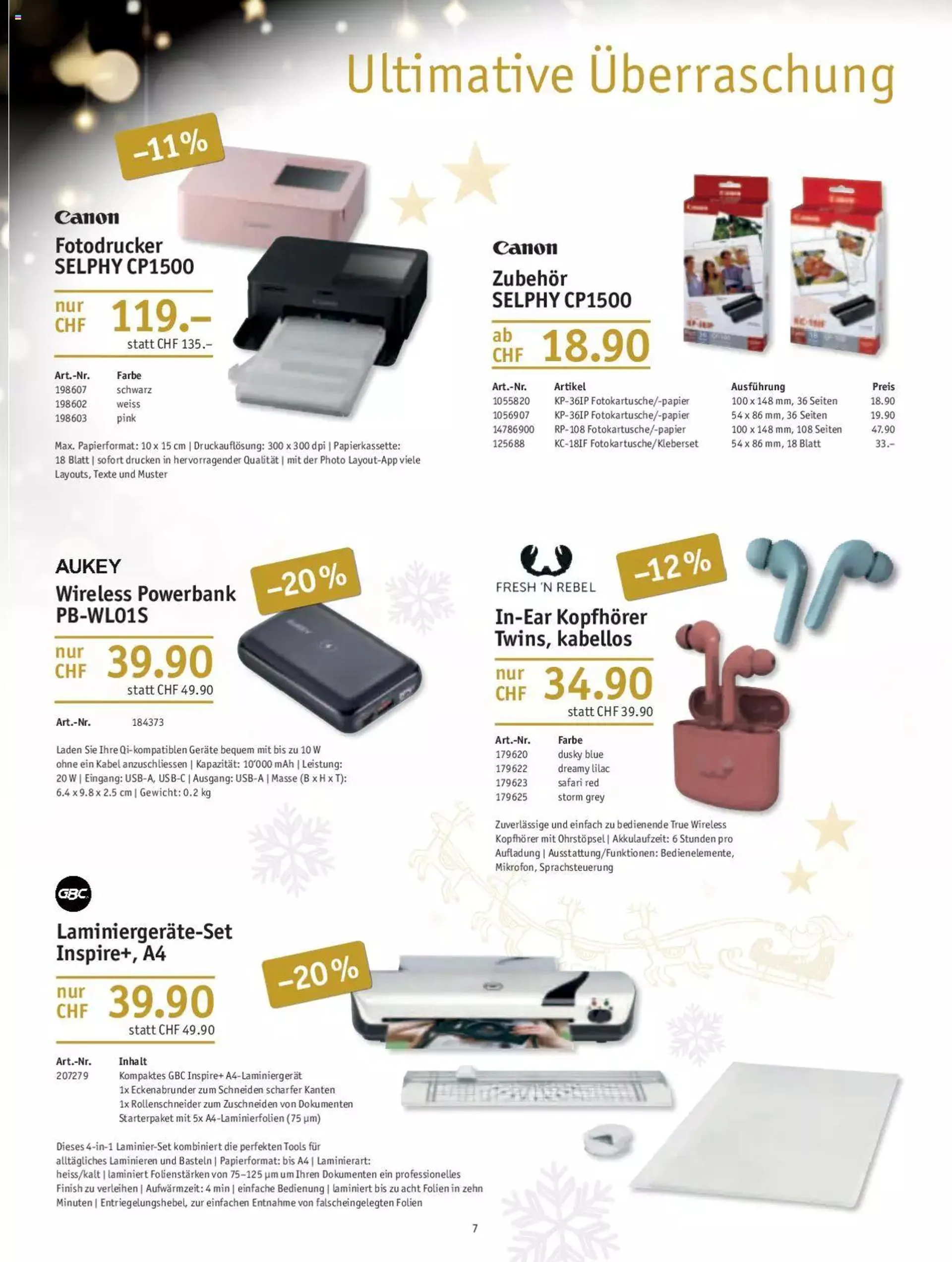 Office World Aktionen Weihnachten 2023 von 30. November bis 27. Dezember 2023 - Prospekt seite  7