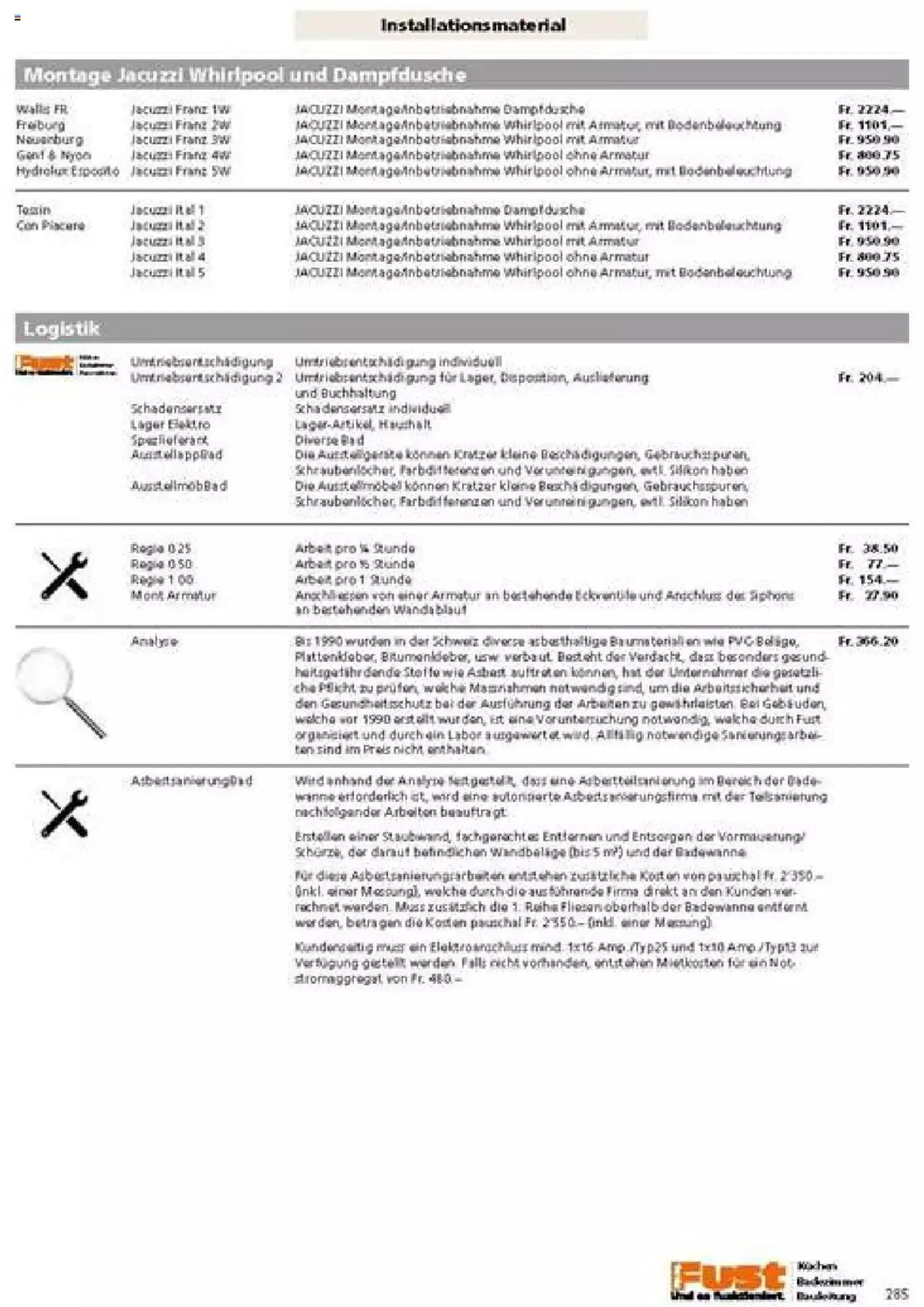 Fust Badezimmermagazin von 17. April bis 31. Dezember 2023 - Prospekt seite  285