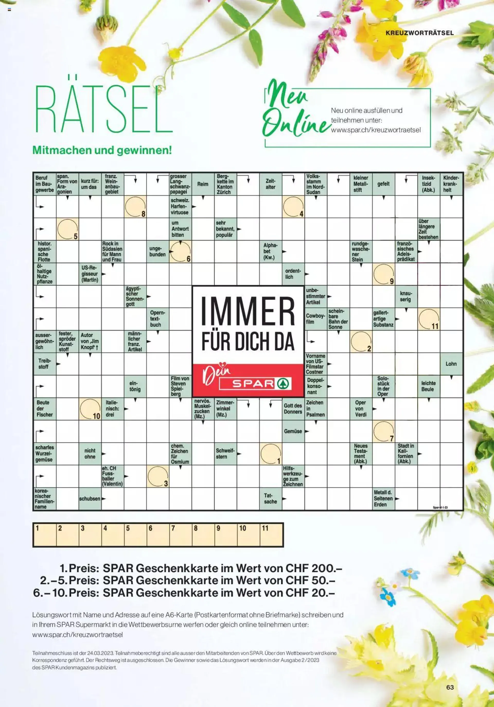 SPAR Kundenmagazin von 2. März bis 31. Dezember 2023 - Prospekt seite  63