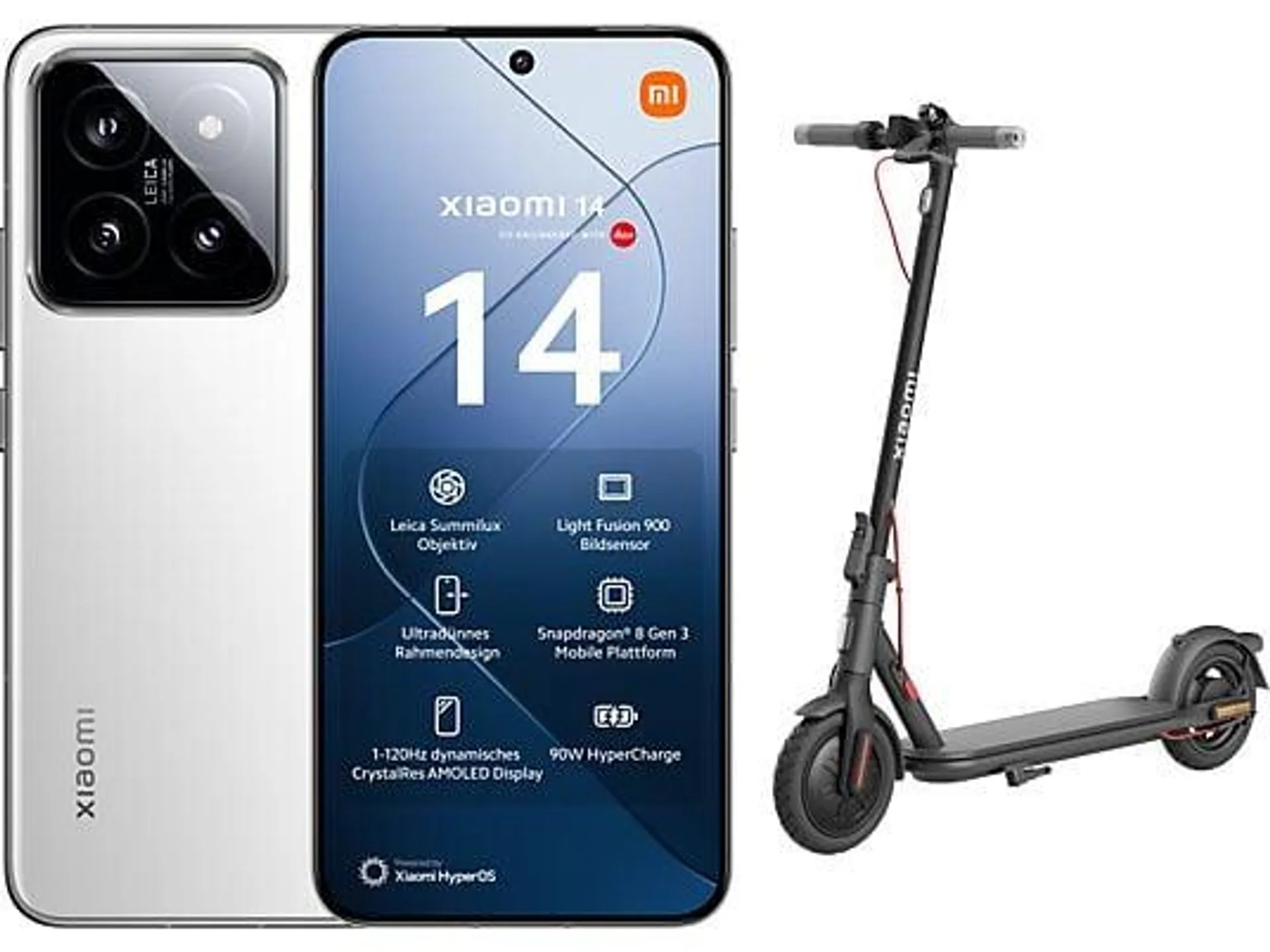 XIAOMI 14 + Electric Scooter 4 Lite Swiss Edition Bundle - Smartphone (6.36 ", 512 GB, White)