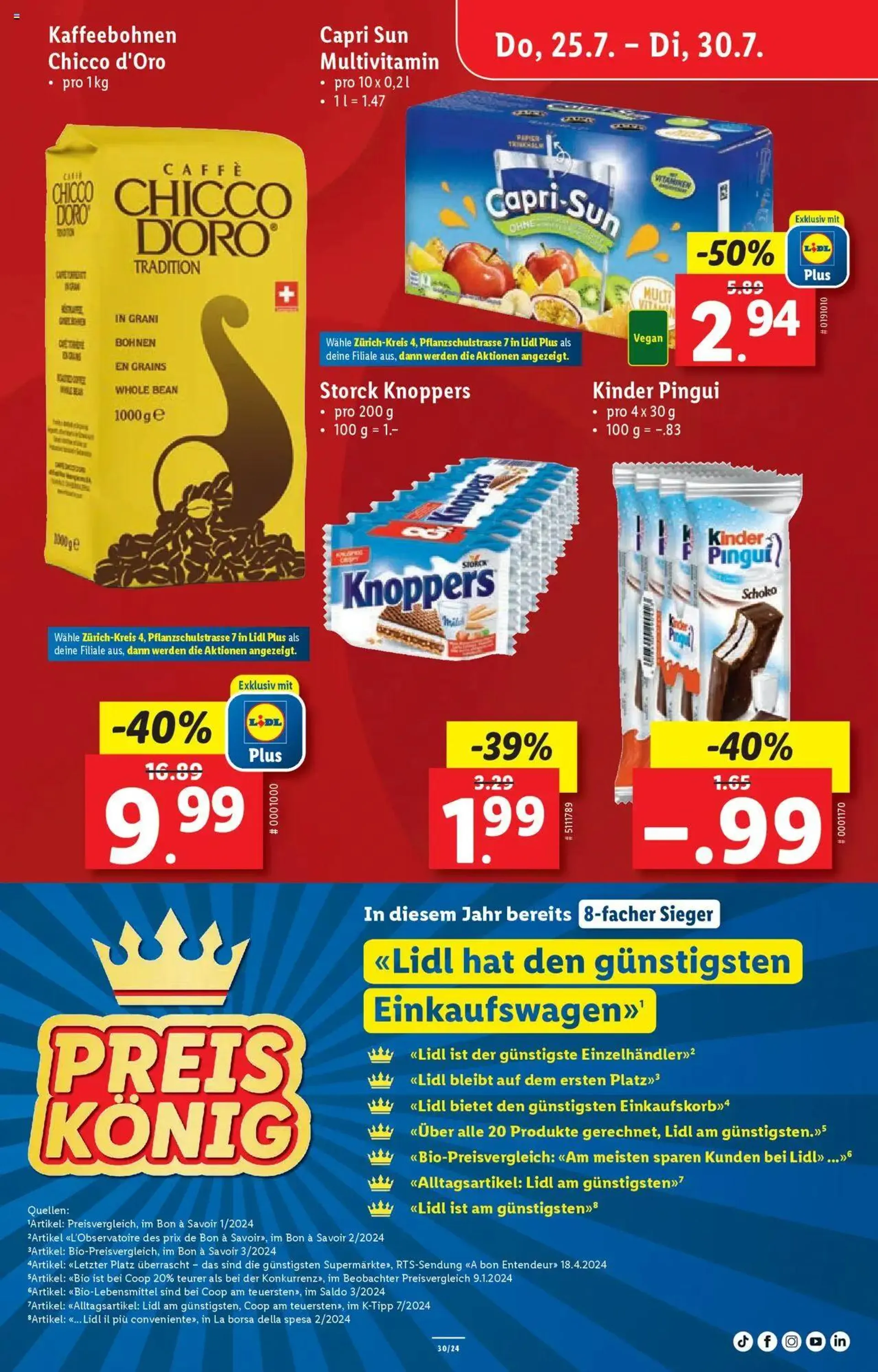 Lidl Aktionen Neueröffnung Zürich von 25. Juli bis 30. Juli 2024 - Prospekt seite  3