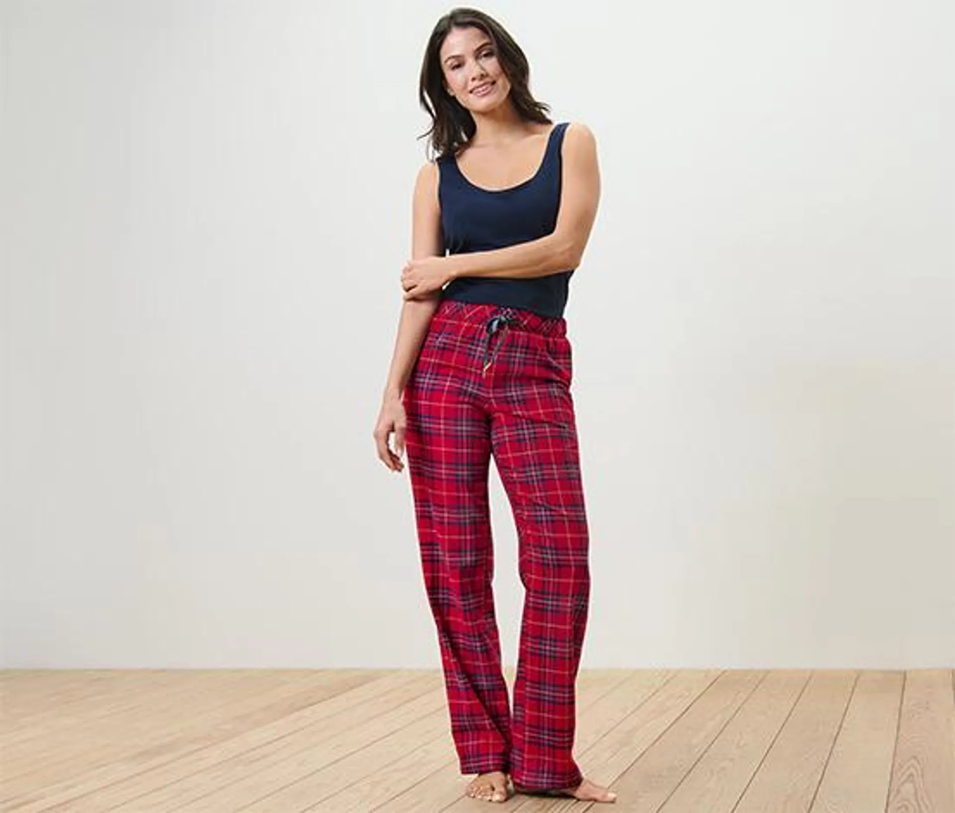 Flanell-Relaxhose, rot