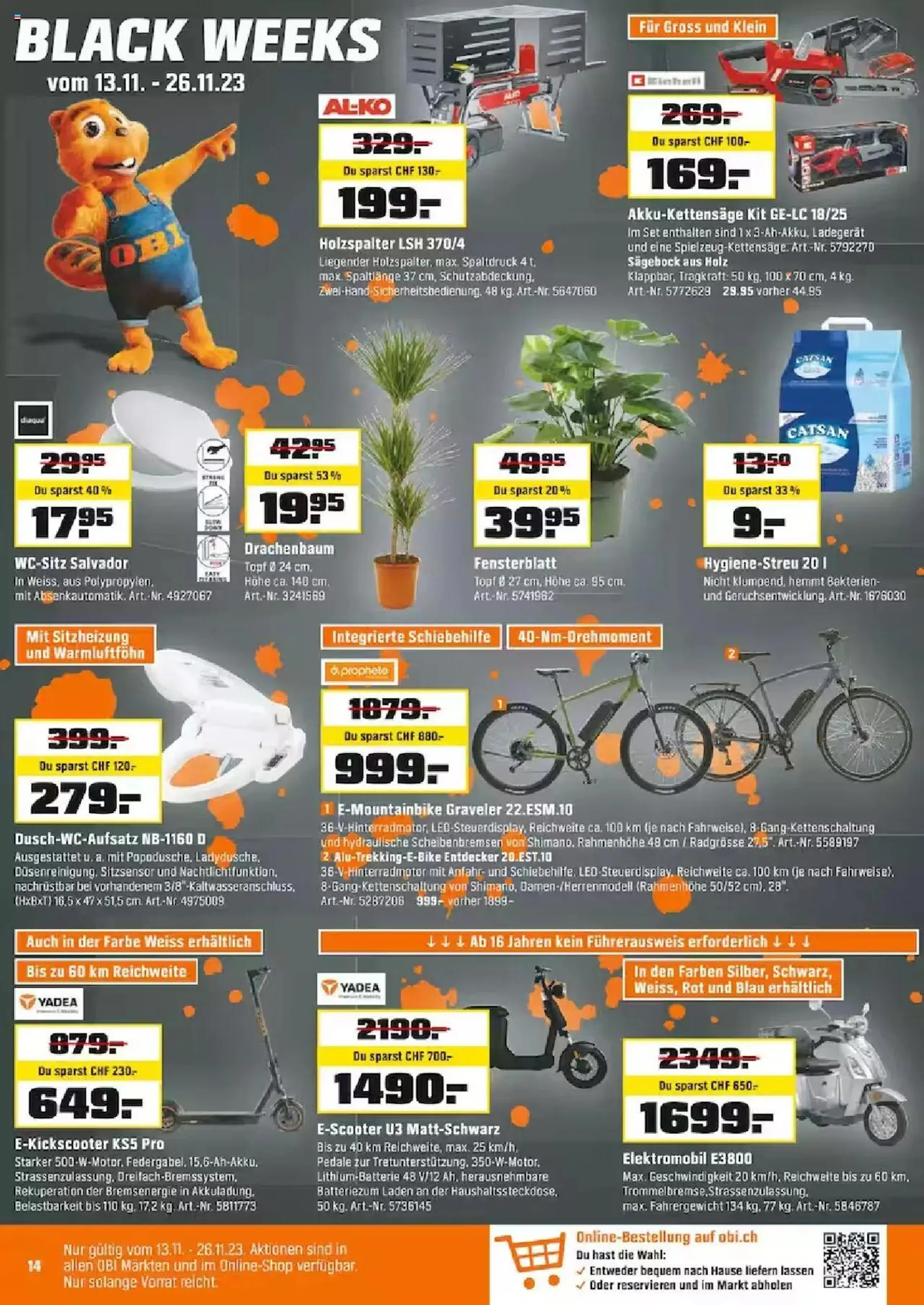 OBI Black Weeks von 13. November bis 25. November 2023 - Prospekt seite  14