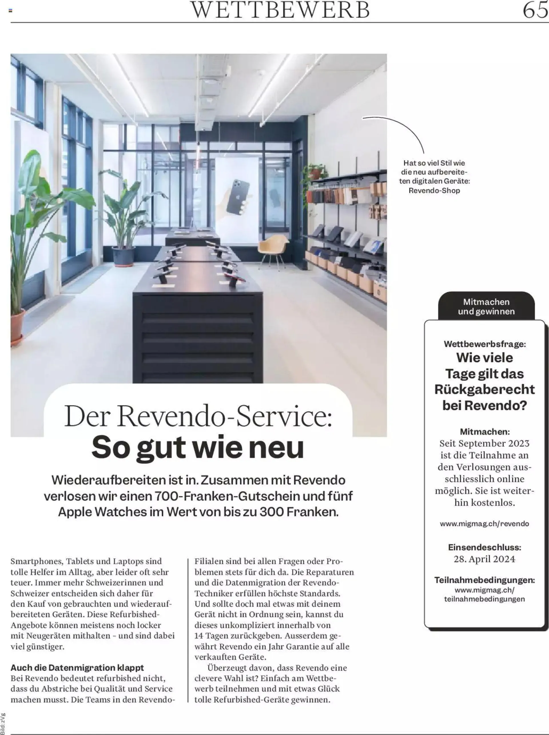 Migros - Magazin von 23. April bis 29. April 2024 - Prospekt seite  65