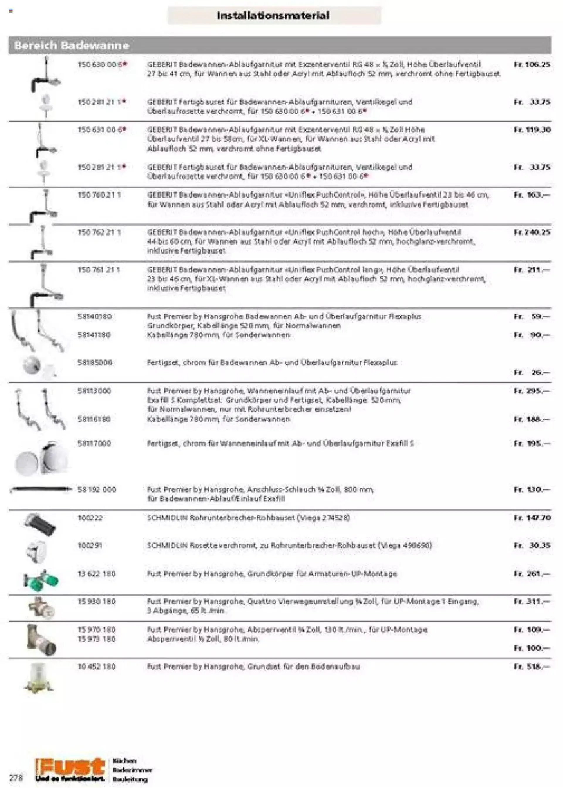 Fust Badezimmermagazin von 17. April bis 31. Dezember 2023 - Prospekt seite  278