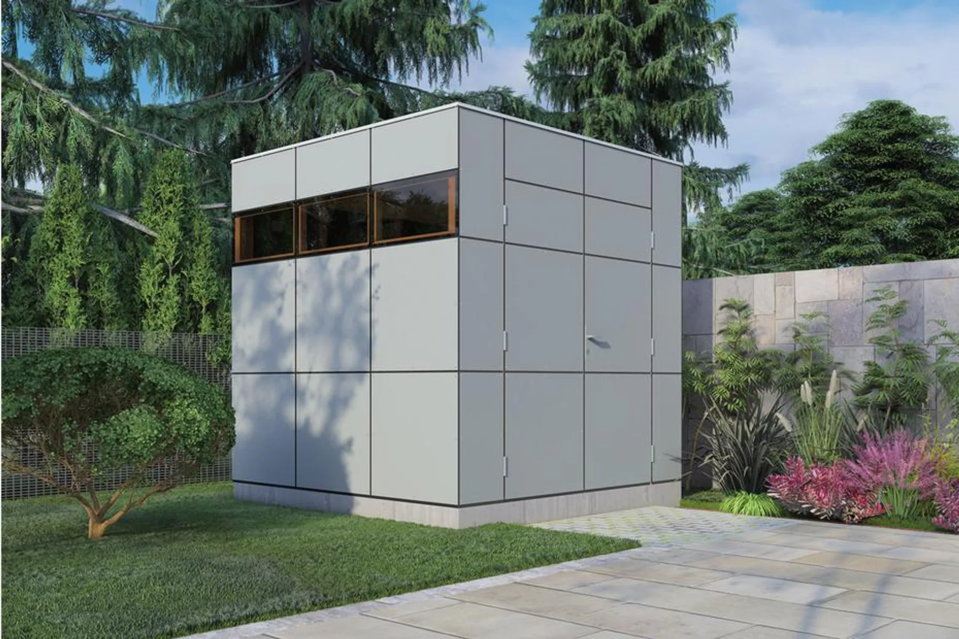Bertilo Design-Gartenhaus 2 Anthrazit-Hellgrau | 3.5 × 2.3 m