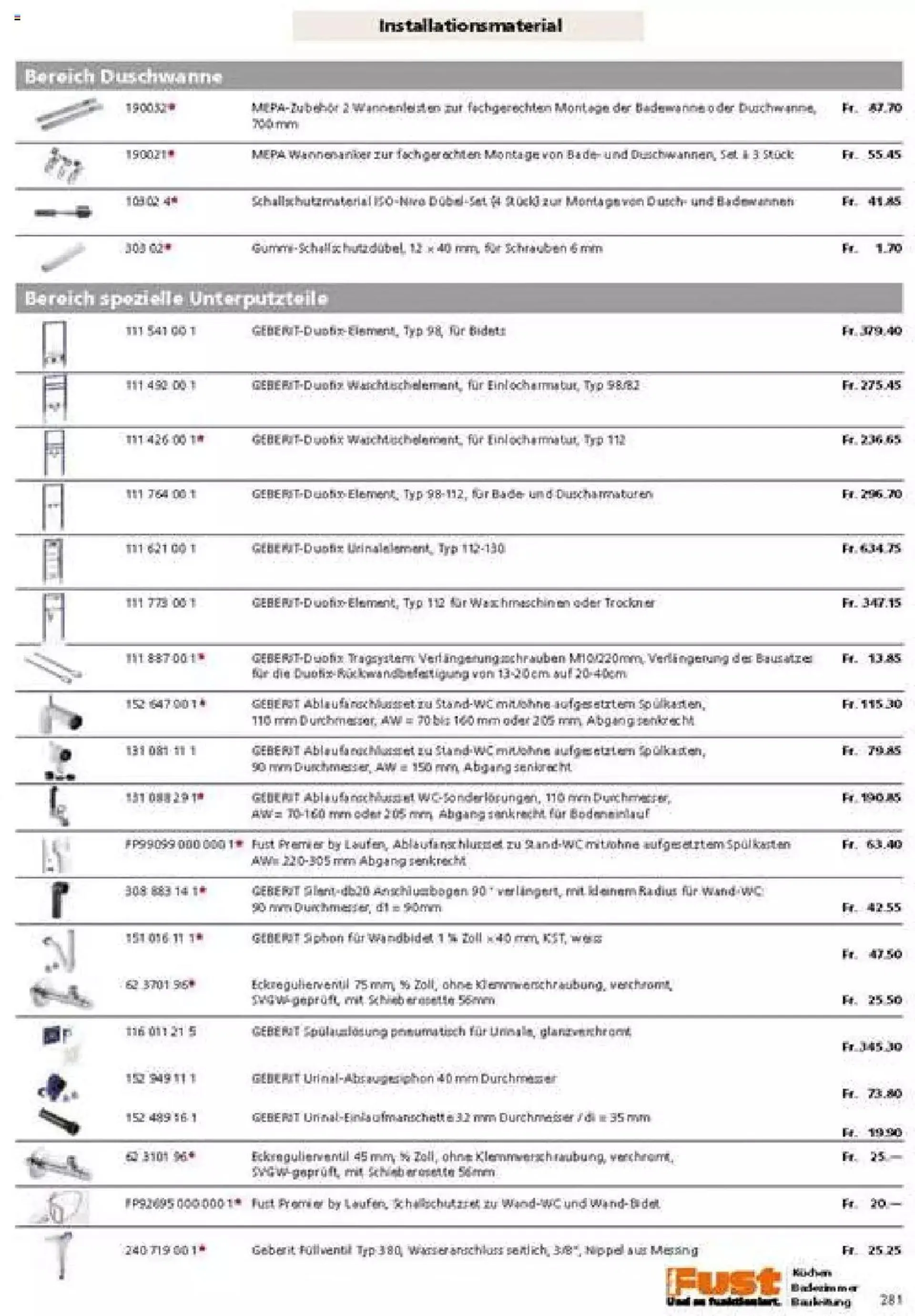 Fust Badezimmermagazin von 17. April bis 31. Dezember 2023 - Prospekt seite  281