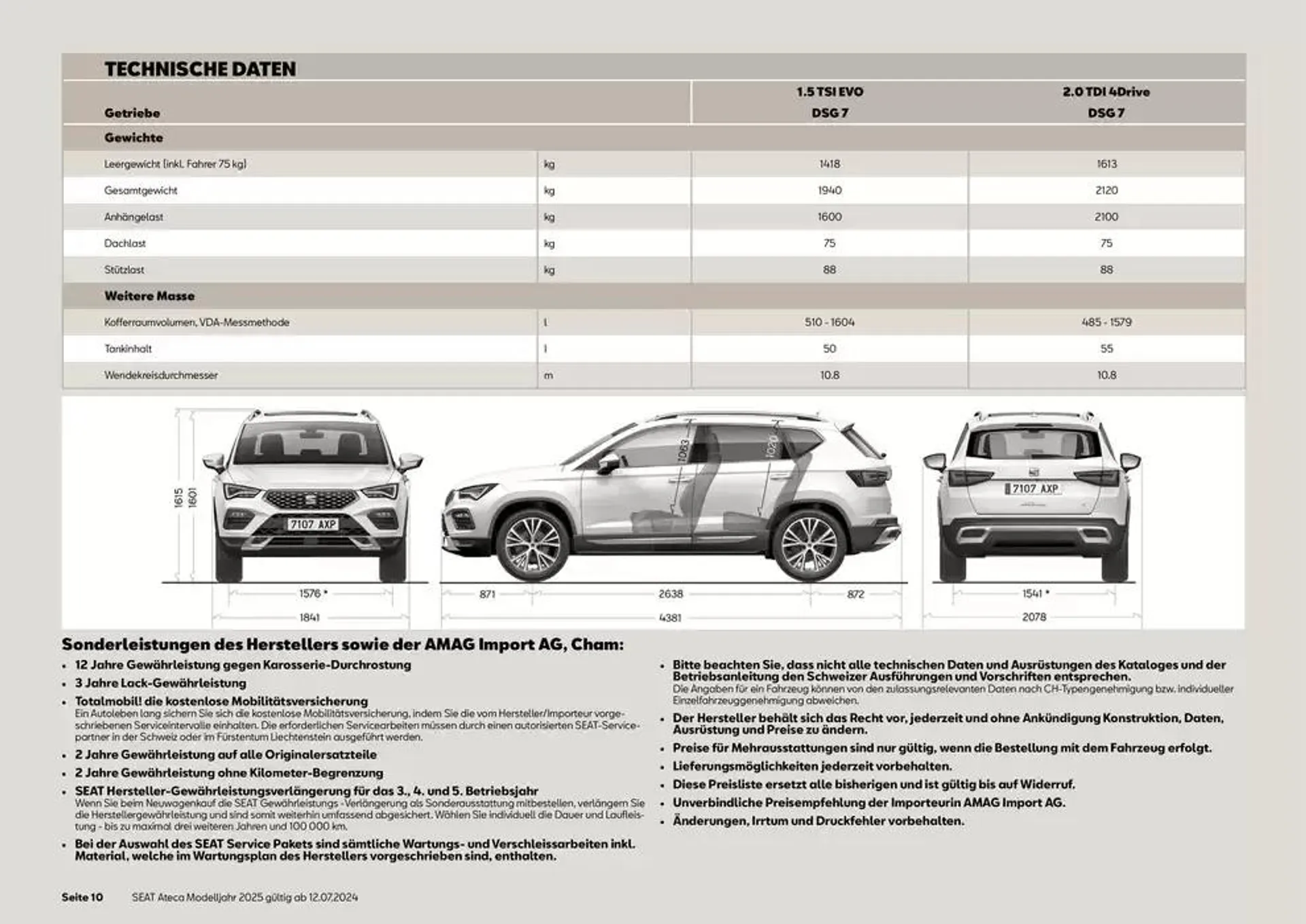 SEAT Ateca Preisliste von 28. Oktober bis 11. November 2024 - Prospekt seite  10