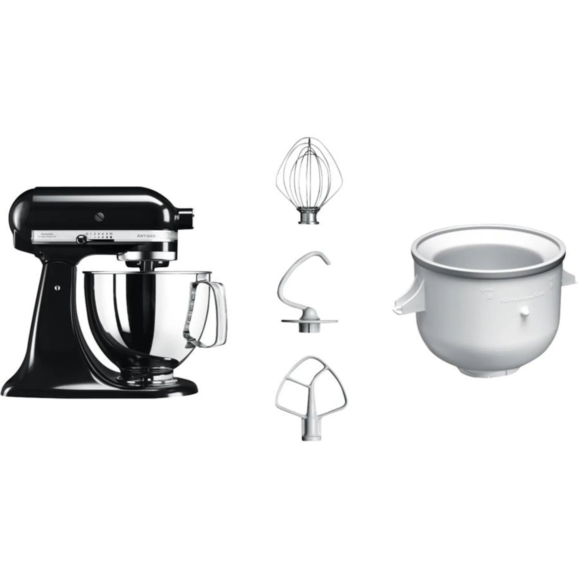 Kitchenaid Artisan "Gelato-Set" 5KSM125 schwarz inkl. Glacéaufsatz