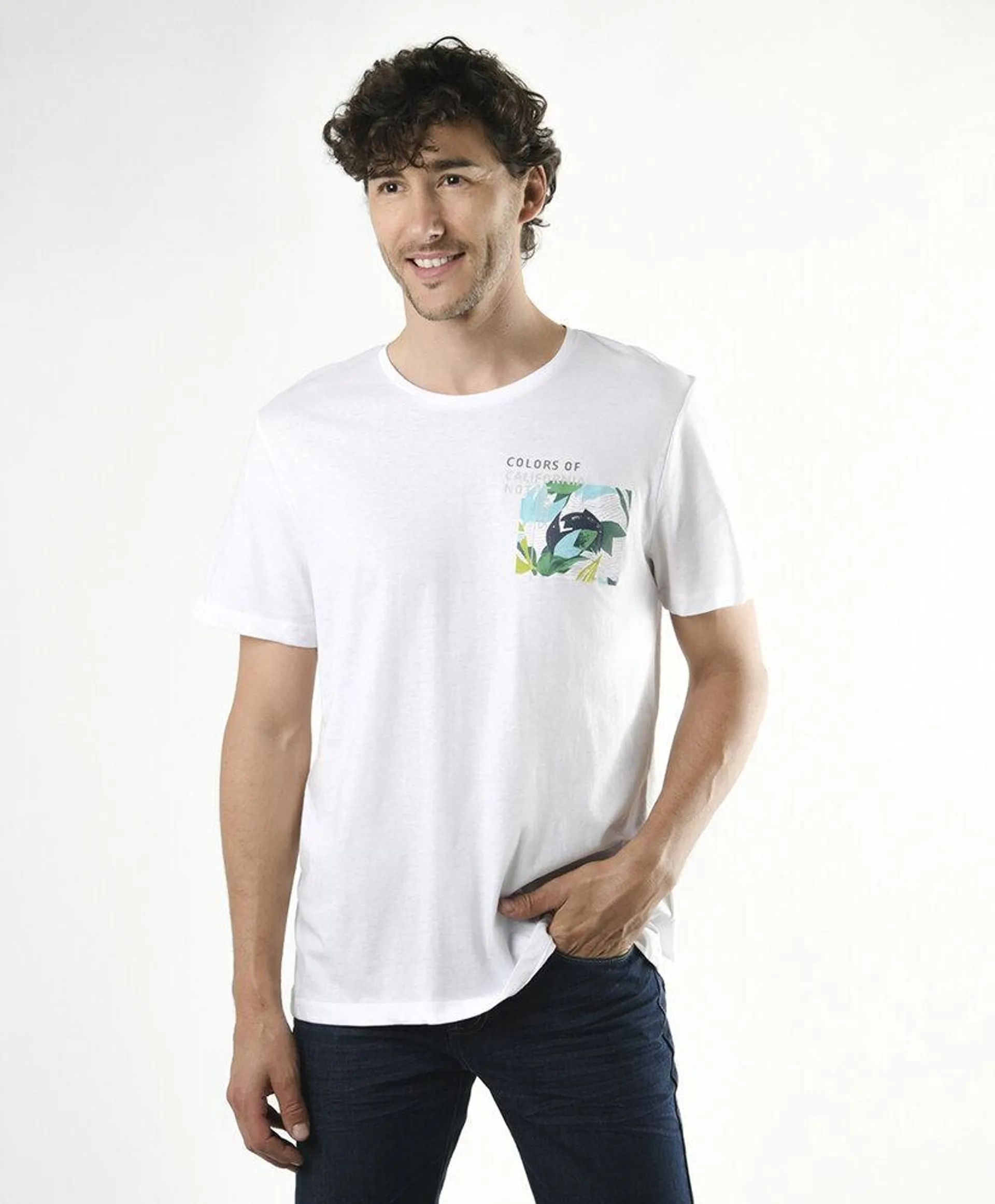 Polera hombre doble estampado cuadro