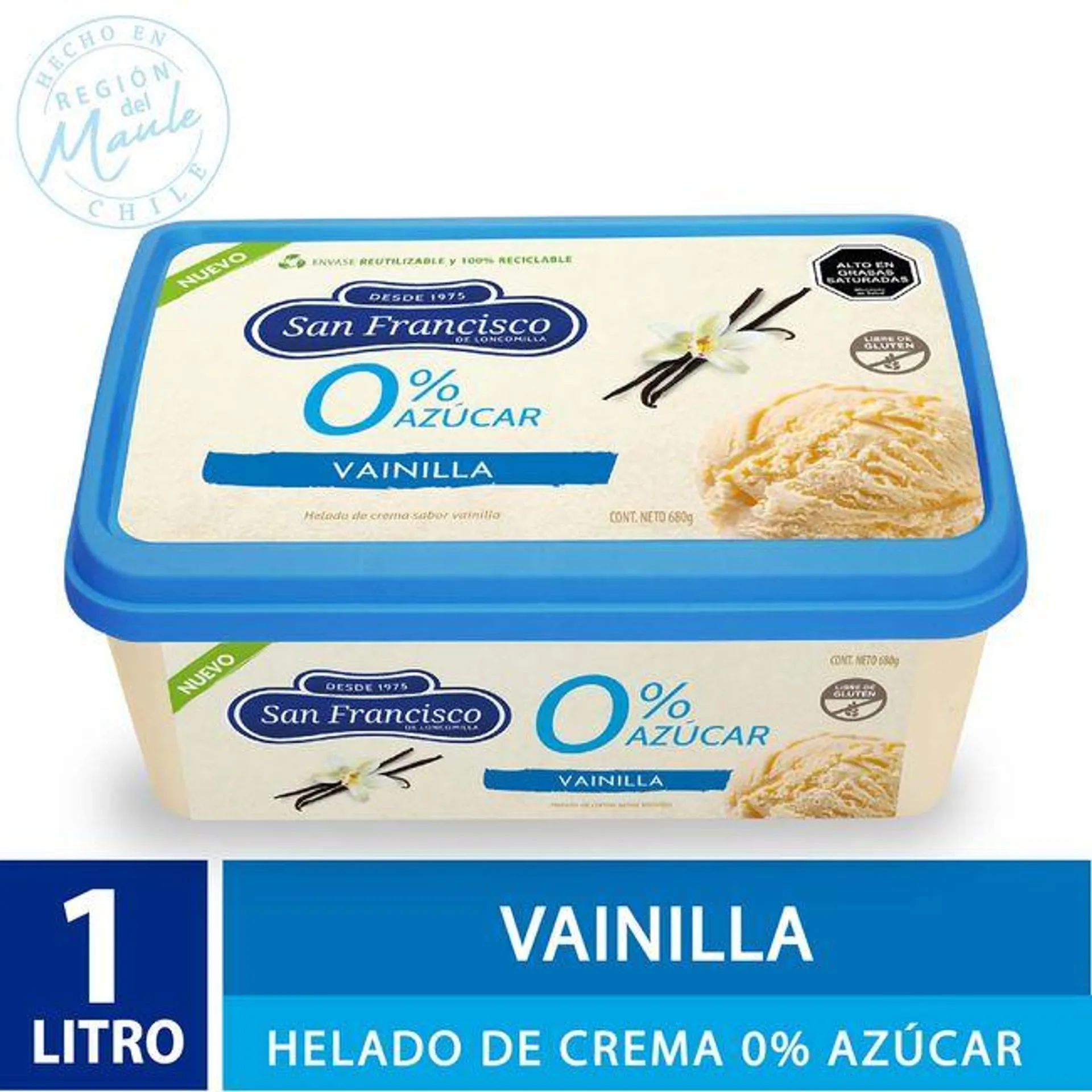 Helado San Francisco 0% Azúcar Vainilla 1 L