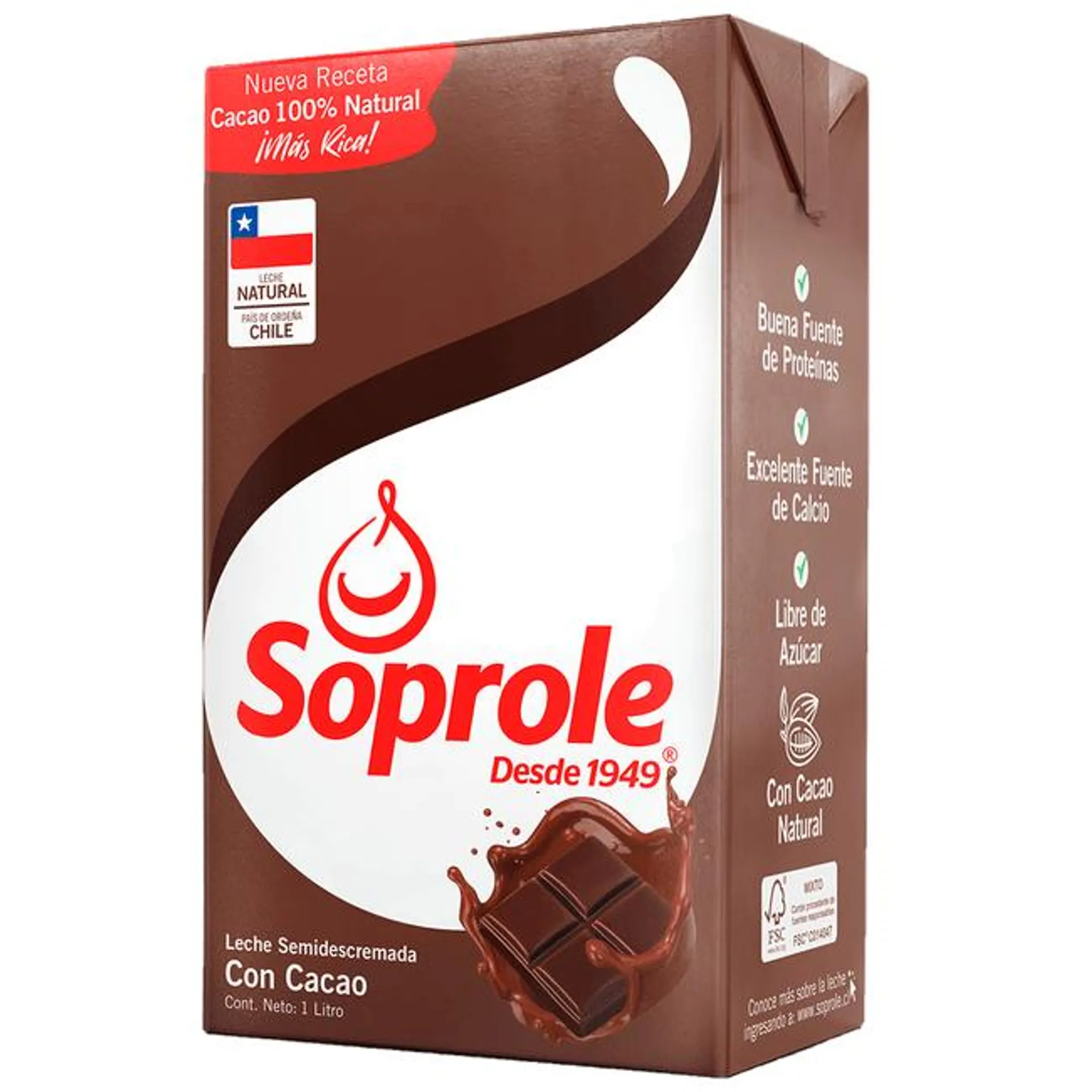 Leche Soprole Semidescremada Chocolate 1 L