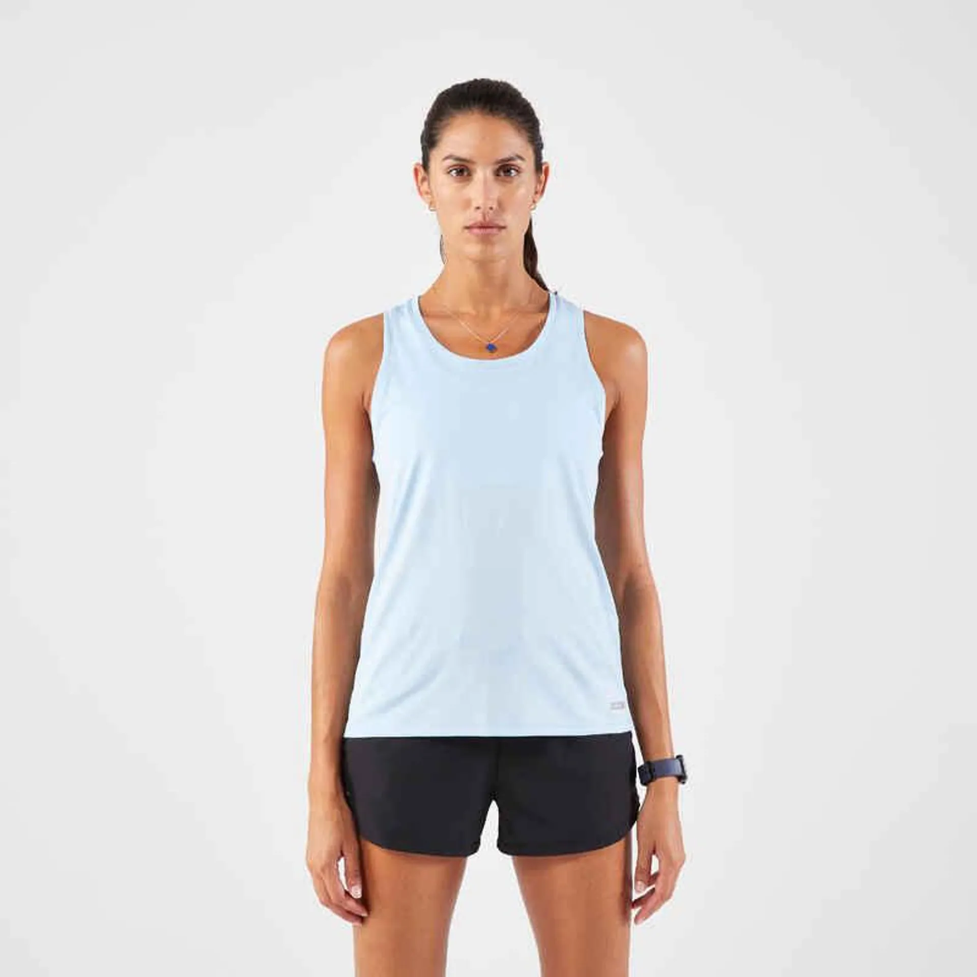 POLERA SIN MANGAS RUNNING TRANSPIRABLE MUJER - KIPRUN RUN 10 CELESTE