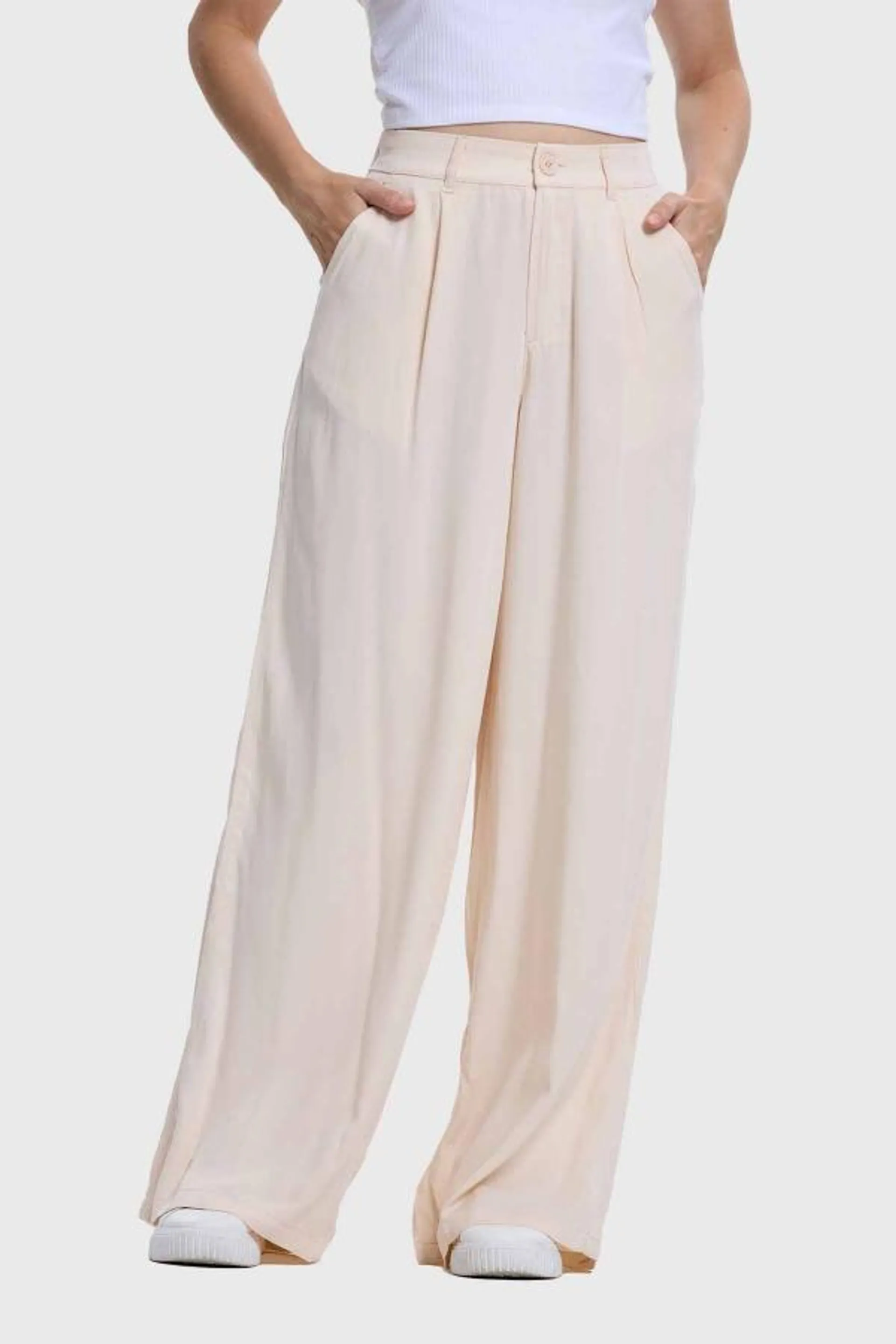 PantalÓn mujer palazzo beige claro