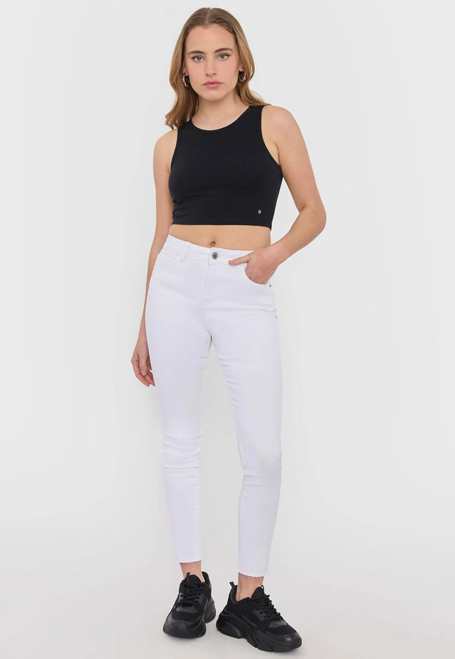 Jeans Mujer Color Skinny Blanco