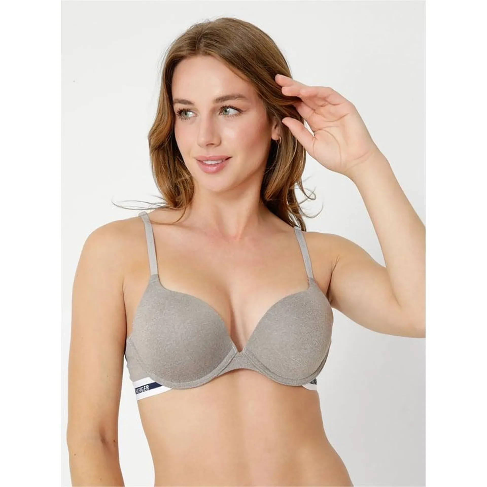 Brassier Micro Push Up Con Logo Gris Tommy Hilfiger