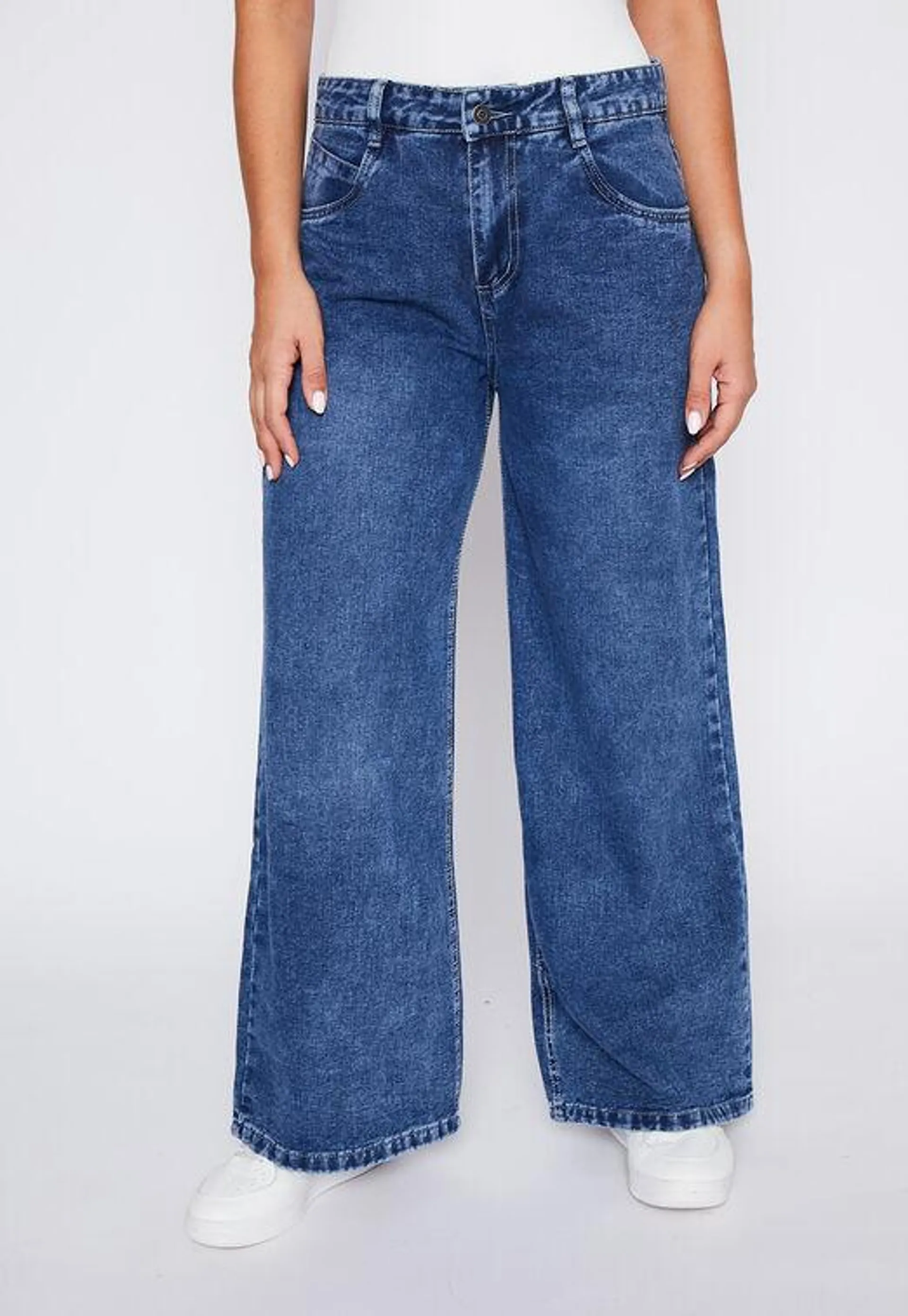 Jeans Mujer Azul Wide Leg Skater Family Shop