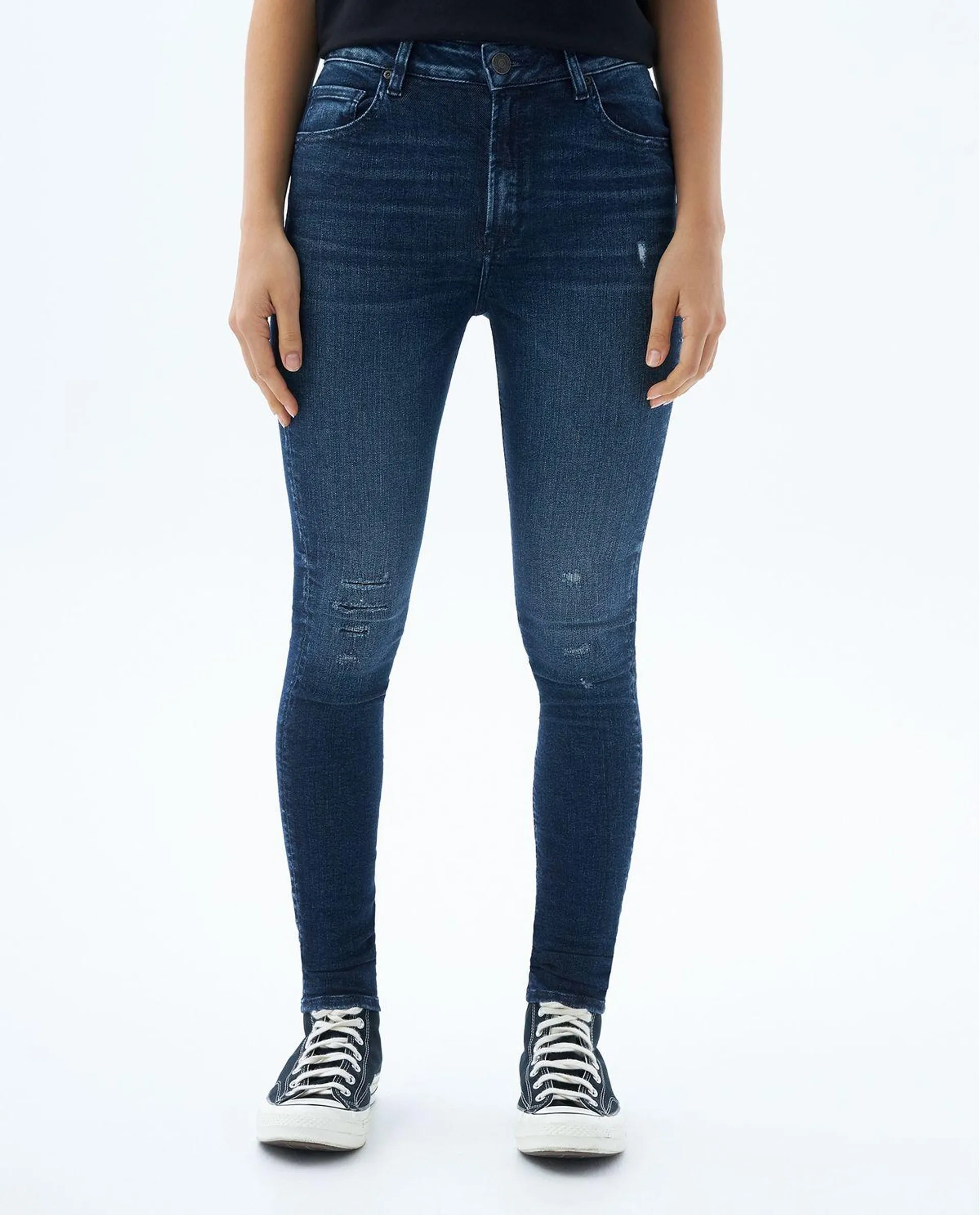 Jean Jegging con rotos recosidos para mujer