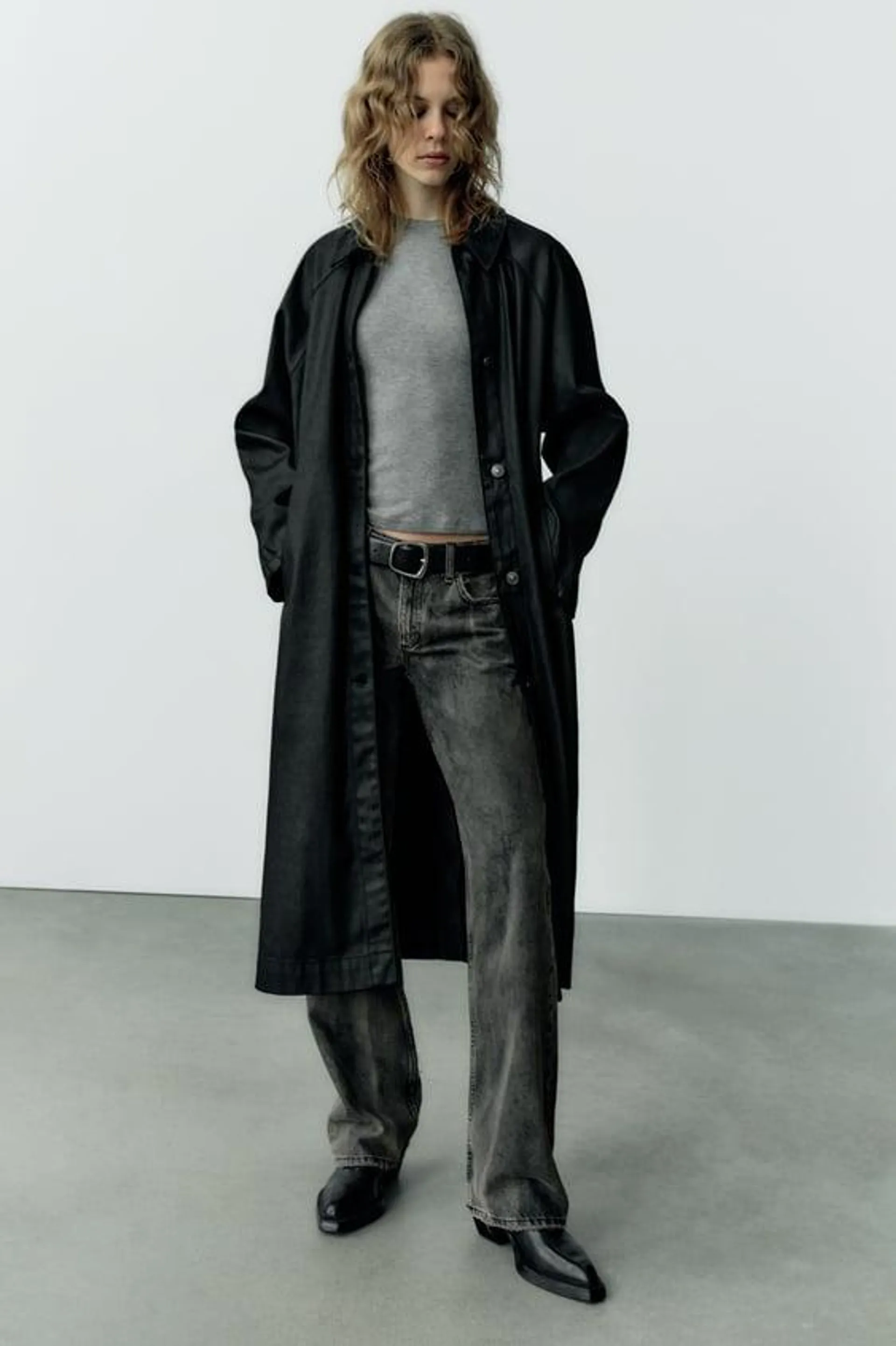 TRENCH OVERSIZE DENIM TRF COATED