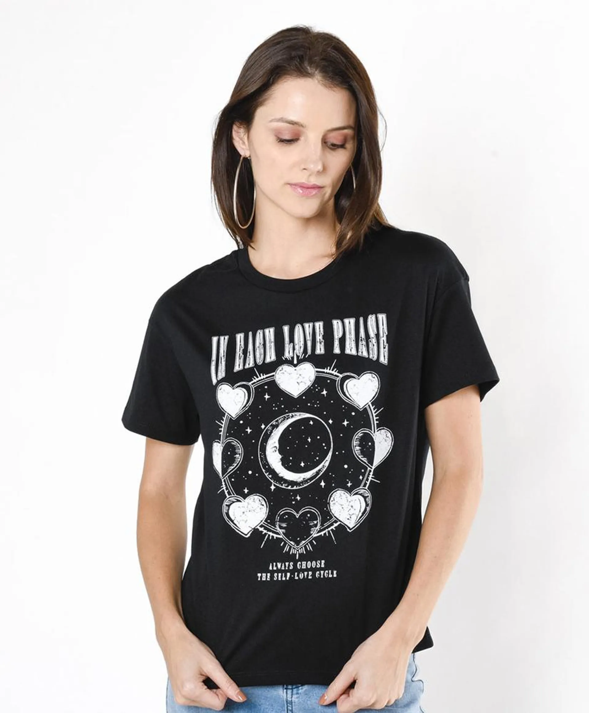 Polera mujer fases luna corazón