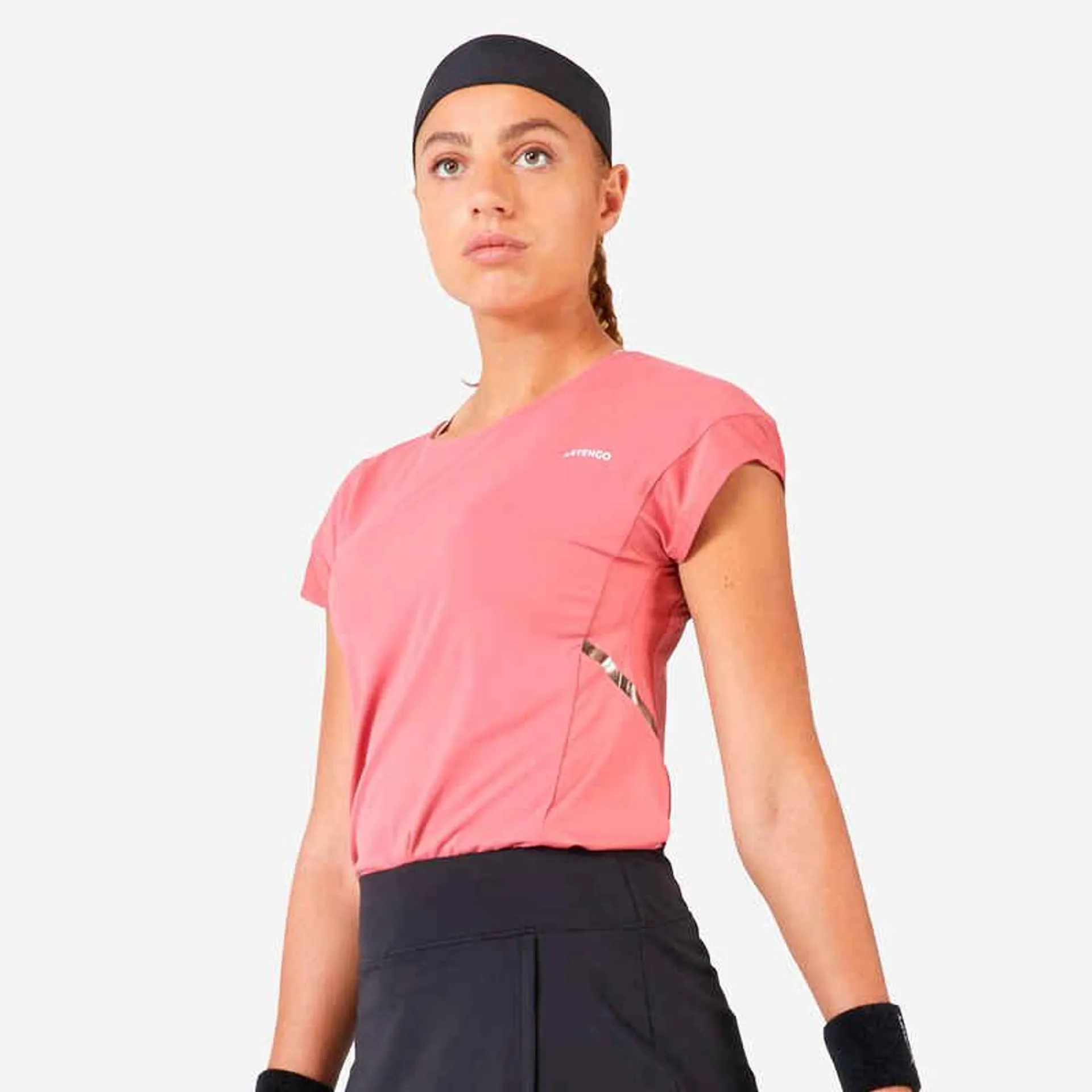 Polera de tenis cuello redondo dry soft mujer - Dry 500 rosado